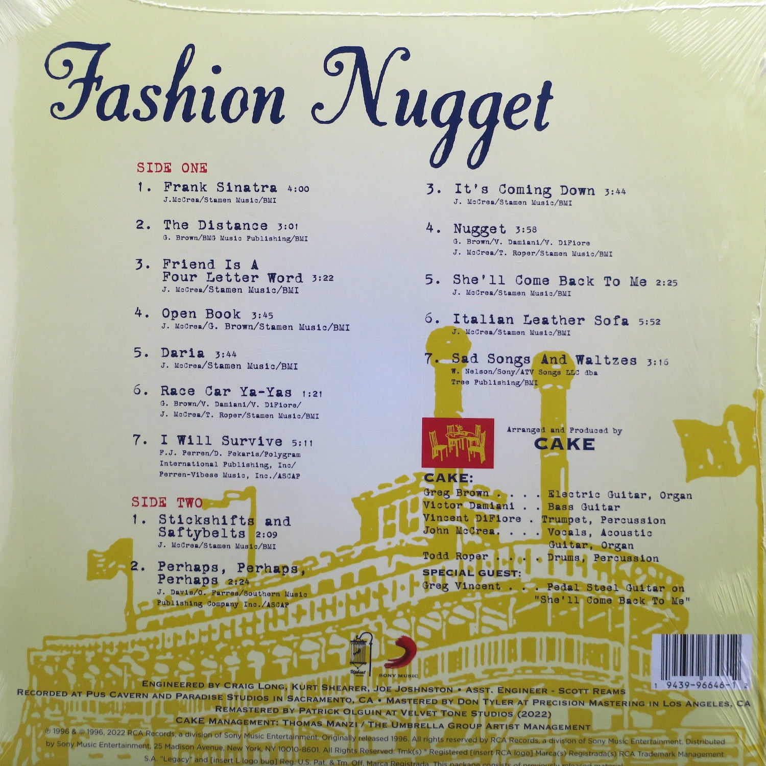 CAKE 'Fashion Nugget' Remastered 180g Vinyl LP (1996 Alternative Rock Album) - Perfect for Vinyl Collectors & Music Lovers
