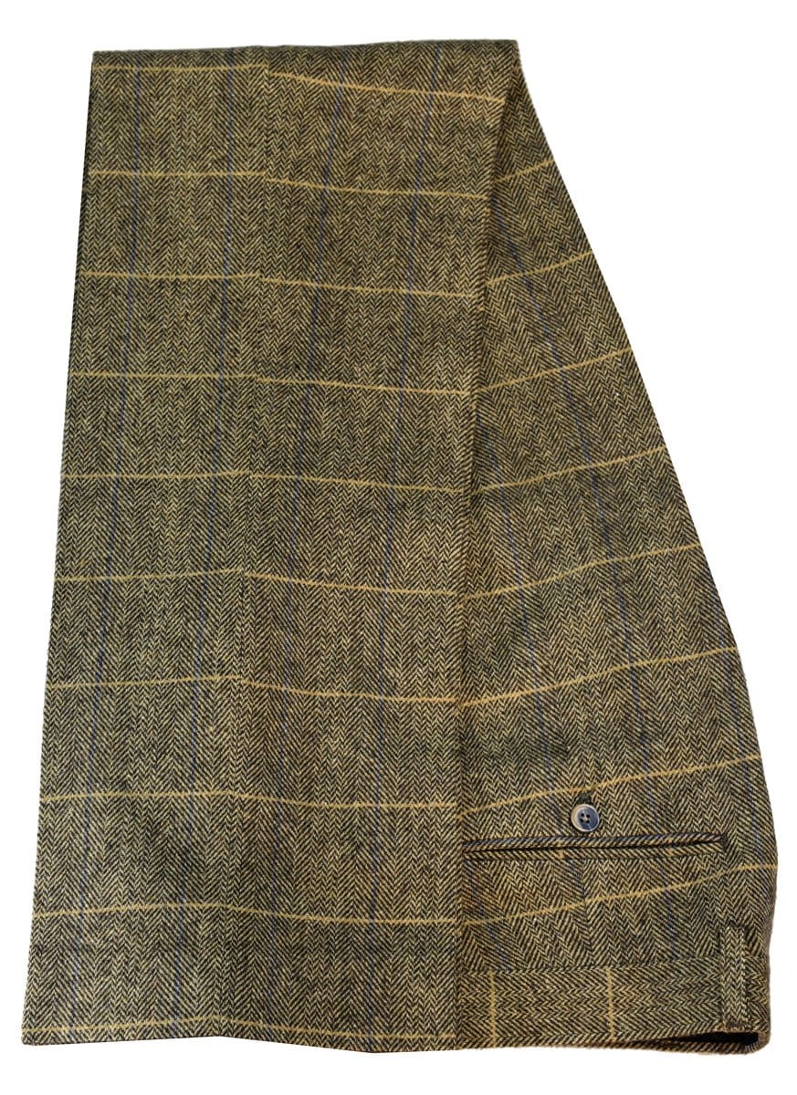 Cavani Albert Men's Brown Tweed Check Trousers | Classic Slim Fit Dress Pants for Business & Formal Occasions