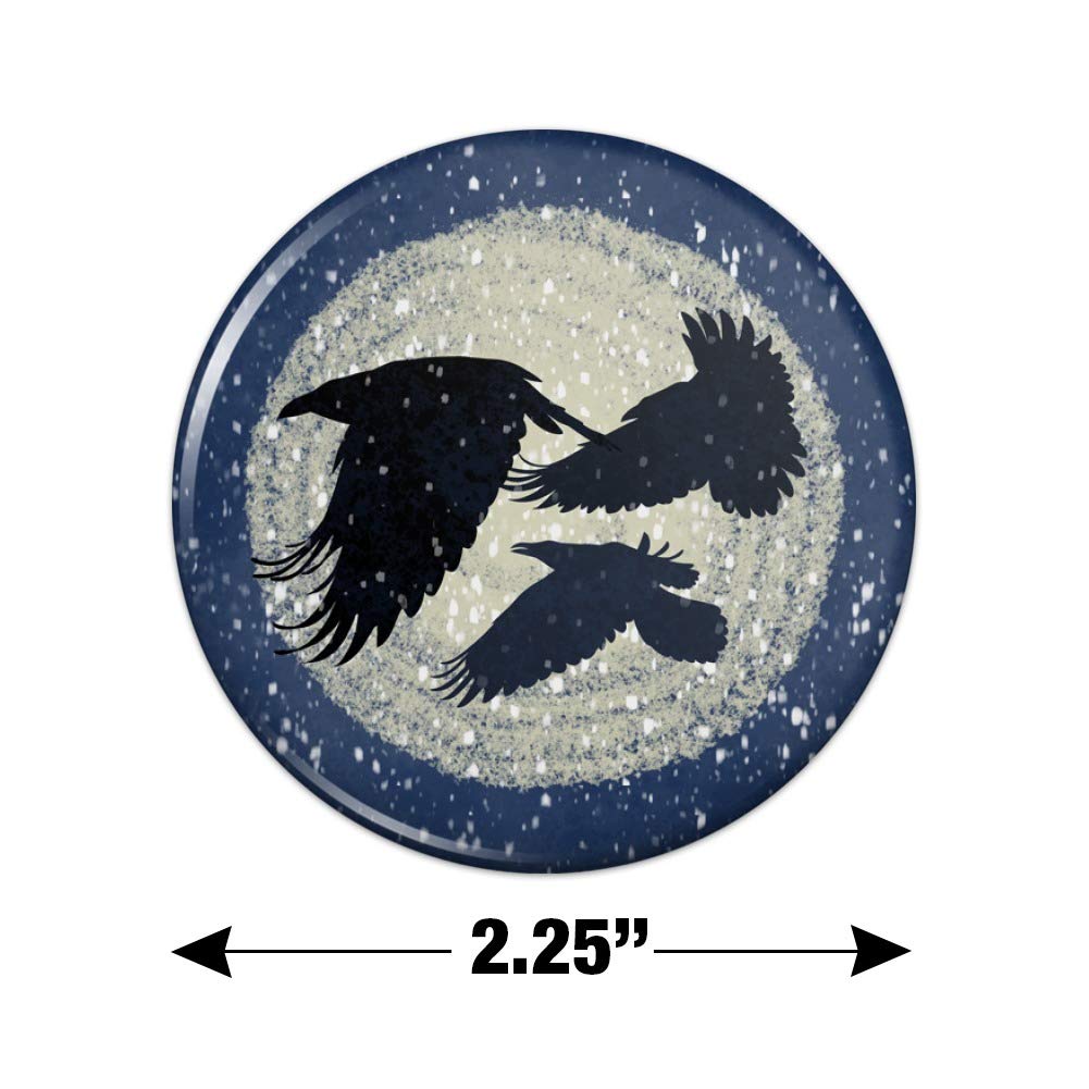 Ravens in Snow Fridge Magnet - Decorative Kitchen Refrigerator Locker Button - Perfect for Gothic Home Decor, Winter Themed Kitchens & Office Accessories