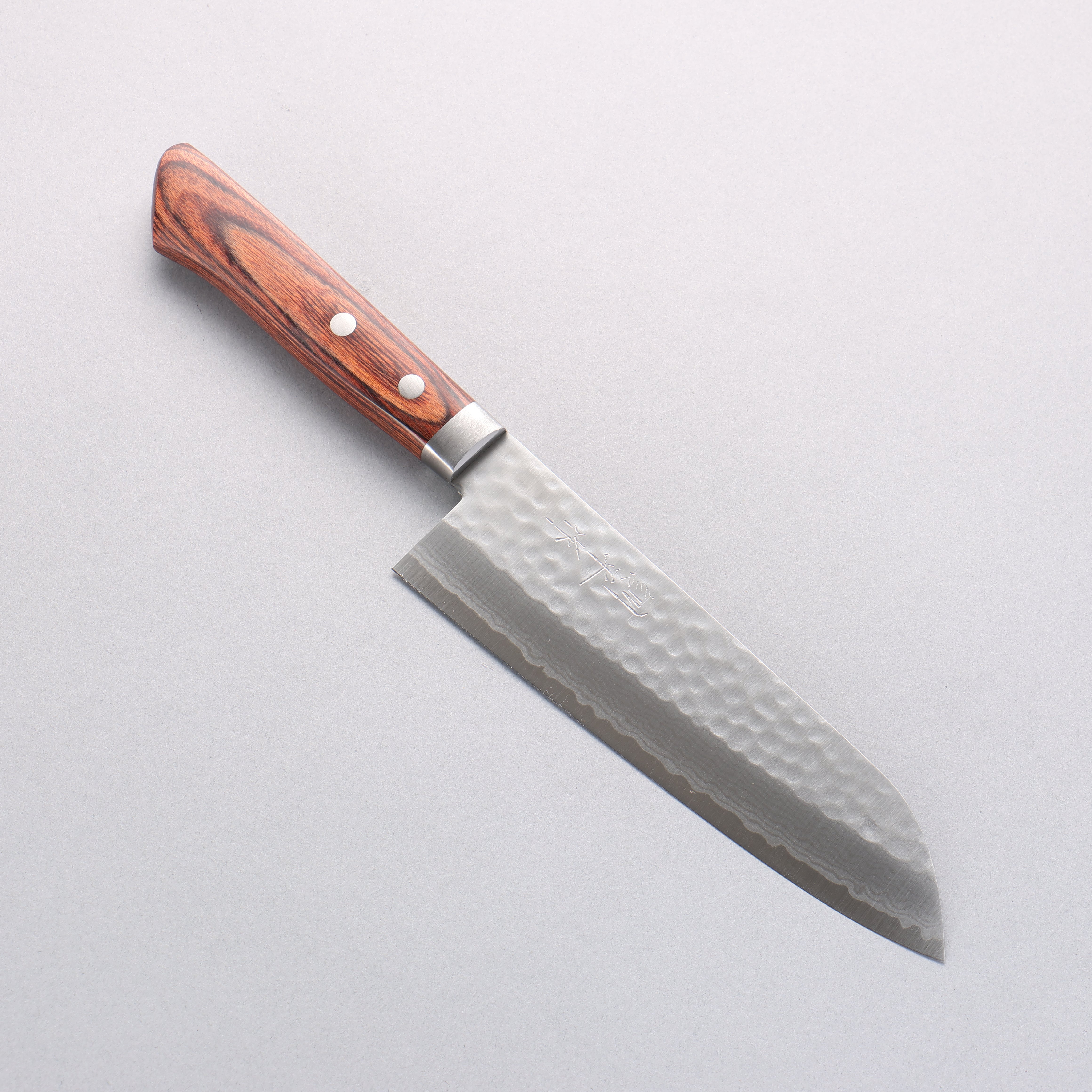 Premium Kunihira Kokuryu VG10 Hammered Damascus Santoku Knife 170mm - Japanese Chef Knife with Mahogany Handle - Perfect for Slicing, Dicing & Chopping Vegetables, Meat & Fish