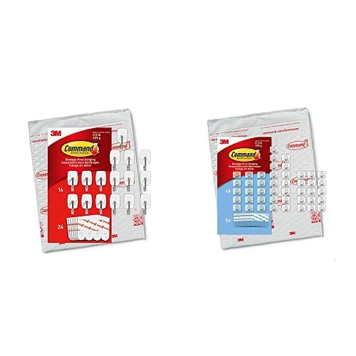 Command Mini Clear Light Clips (45 Clips, 54 Strips) & Small White Wire Hooks (16 Hooks, 24 Strips) - Damage-Free Hanging Solution for Indoor Decor, Holiday Lights, and Home Organization
