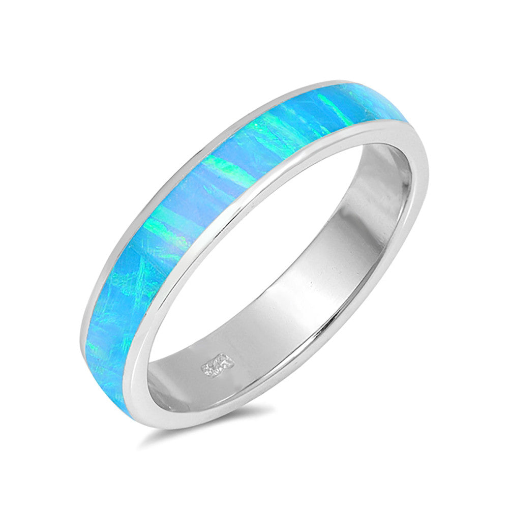 5mm Full Eternity Stackable Unisex Wedding Band Ring - 925 Sterling Silver with Lab-Created Opal (Multiple Colors Available) | Perfect for Engagement, Anniversary Gifts & Everyday Wear