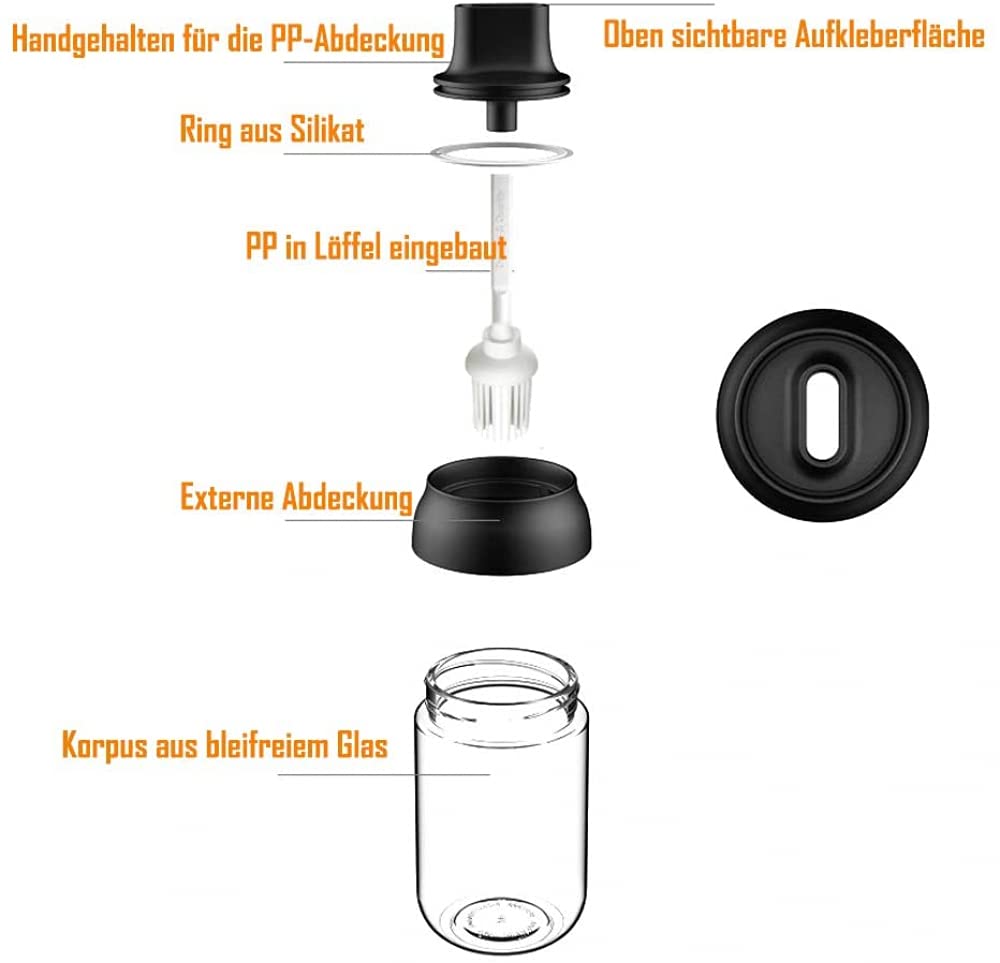 Oil Sealed Glass Seasoning Bottle with Brush - Perfect for Grilling, Salad Making, Cooking, Baking & Roasting - Ideal for Kitchen, BBQ & Outdoor Cooking (1pc)