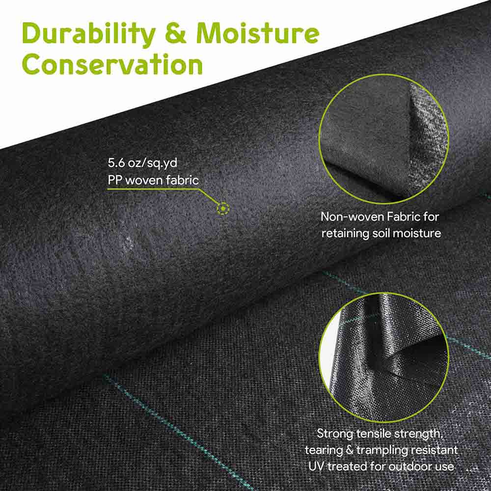 Premium 3ft x 100ft Weed Block Landscape Fabric - Heavy Duty 5.6oz Woven Polypropylene Ground Cover for Garden Beds, Pathways & Mulch Areas - Durable Weed Control Barrier for Lawns, Yards & Landscaping Projects