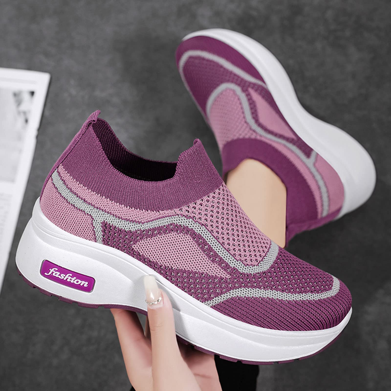 Women's Slip-On Running Shoes - Lightweight Tennis Sneakers for Women - Comfortable Casual Walking Shoes for Workout, Gym, and Daily Wear