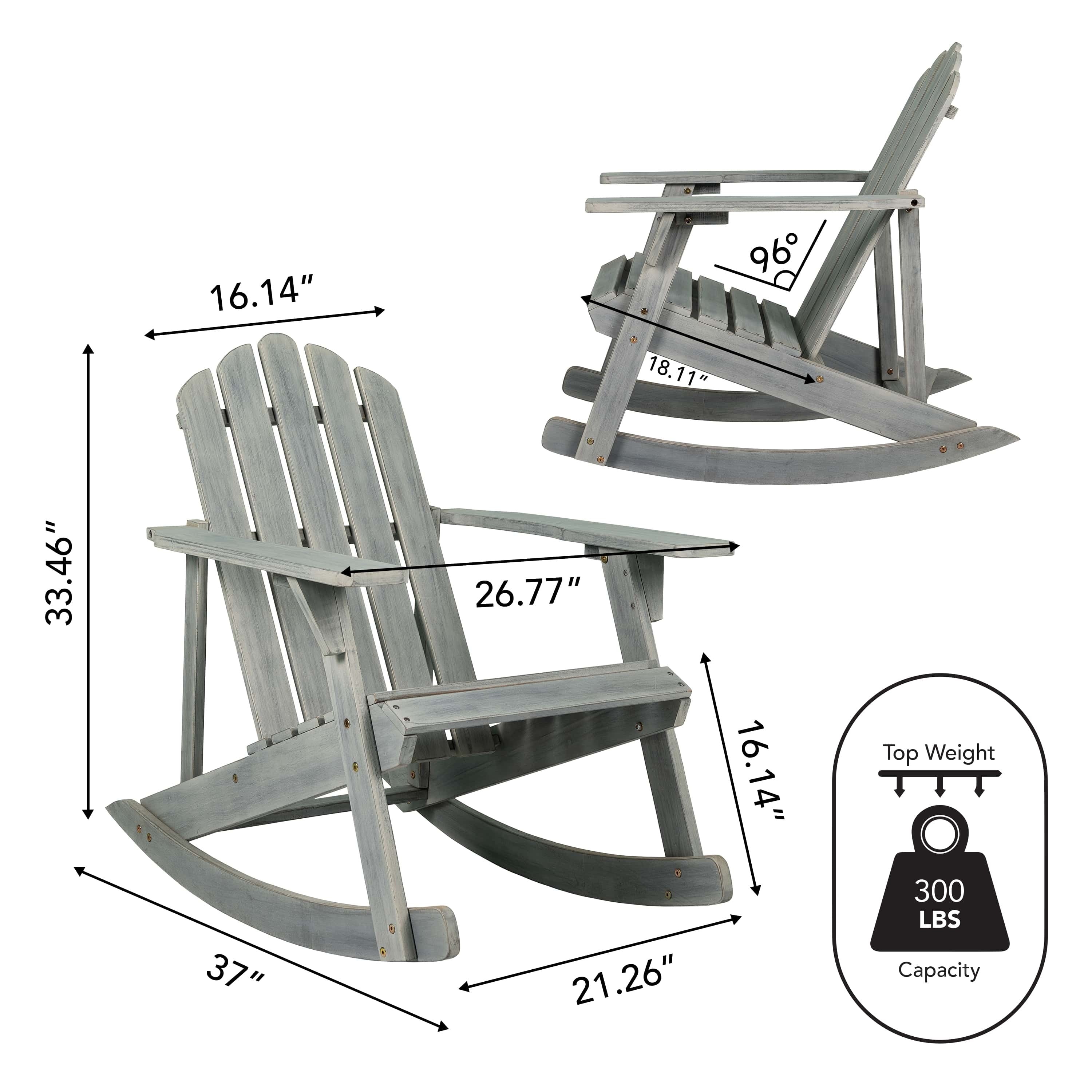 Premium Acacia Wood Adirondack Rocking Chair for Outdoor Patio - Classic Comfort & Durable Design - Perfect for Backyard, Garden, Poolside & Porch Relaxation