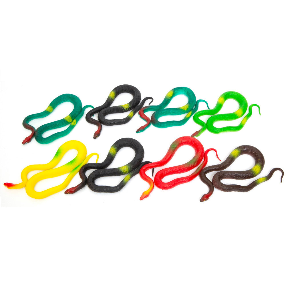 Boley 19-Inch Realistic Rubber Snakes - 8 Pack Colorful Fake Snakes for Prank, Halloween Decor, Science Education & Kids Play