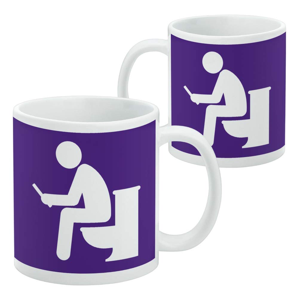 Funny Man Pooping on Toilet White Coffee Mug - Perfect for Office Humor & Gag Gifts
