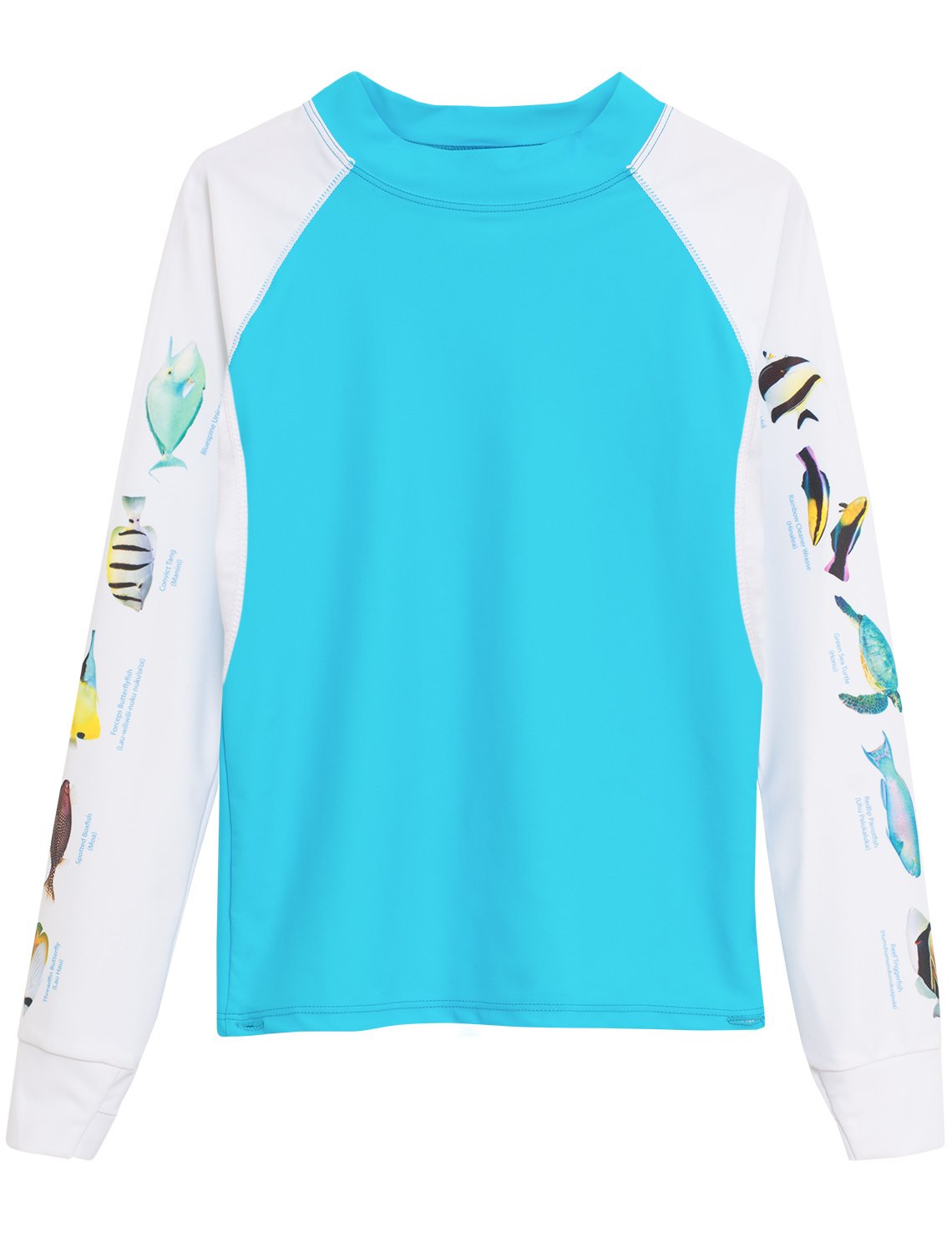 Tuga Men's UPF 50+ Snorkel Rash Guard Swim Shirt with Hawaii Fish Print - Made in USA - Perfect for Snorkeling, Swimming & Beach Activities