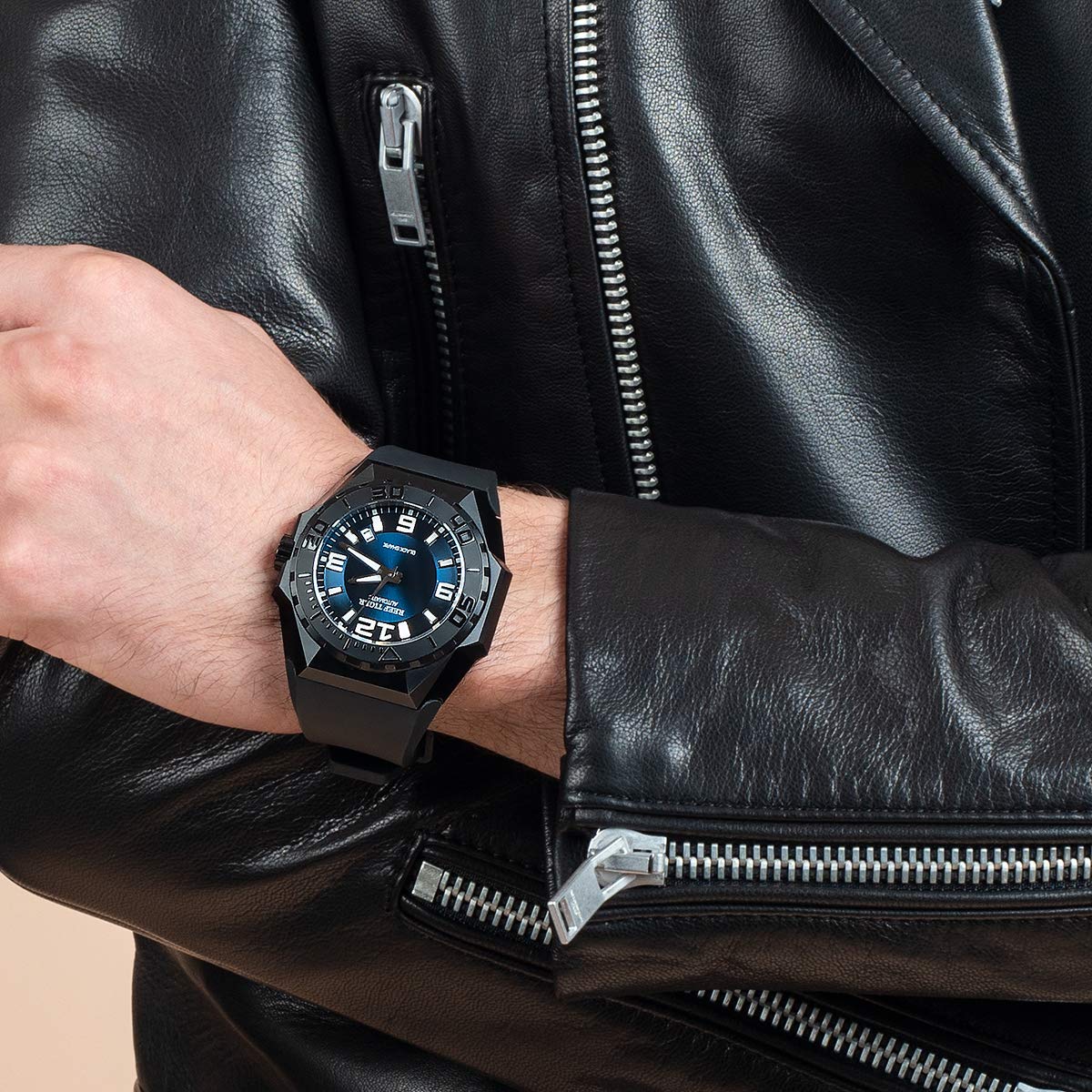 REEF TIGER Men's Automatic Diving Watch - Waterproof Sport Mechanical Chronograph with Date Display (Model RGA6903) | Perfect for Scuba Diving, Swimming & Outdoor Adventures