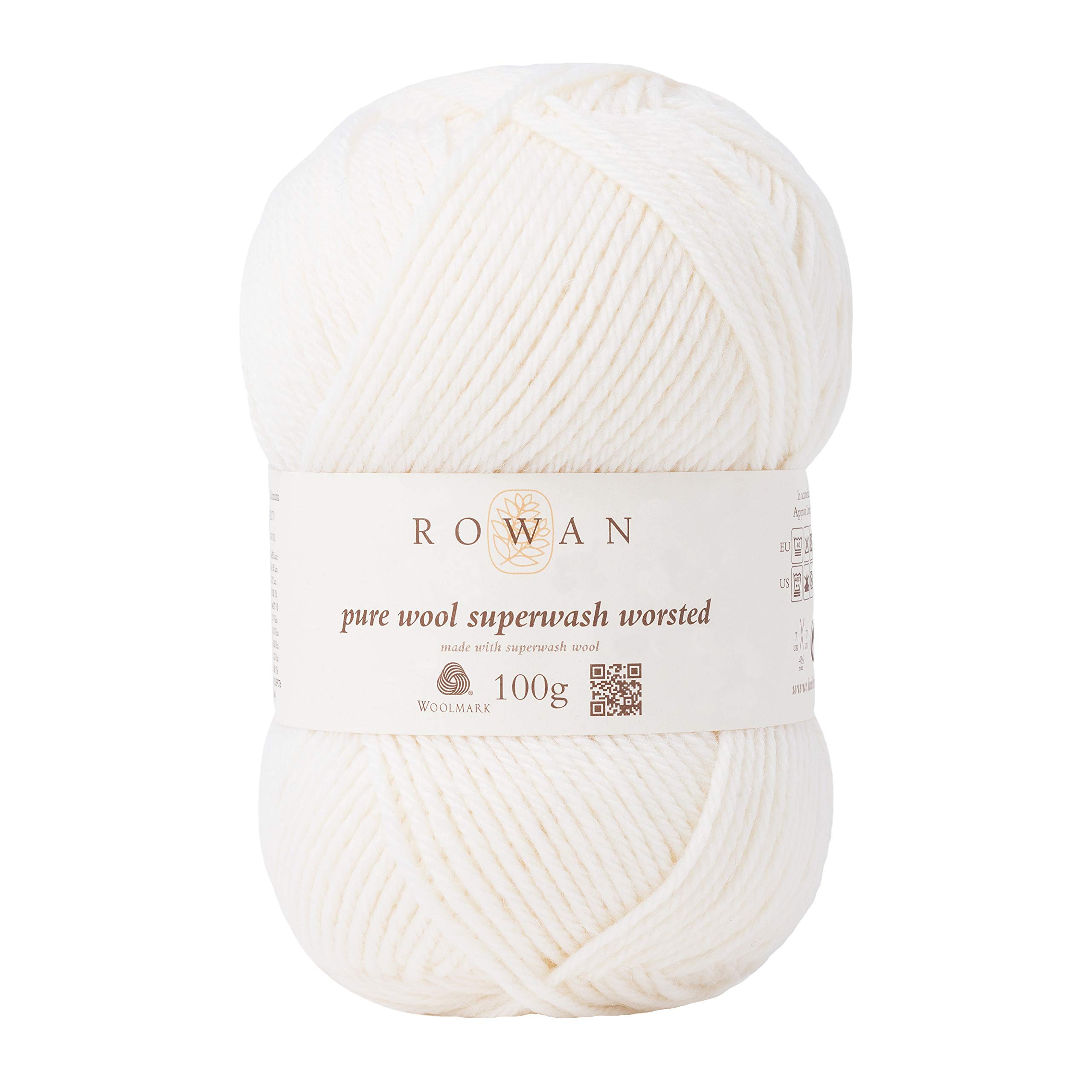 Rowan Pure Wool Superwash Worsted Yarn 101 Ivory - Premium Knitting & Crochet Yarn for Sweaters, Scarves & Baby Clothes