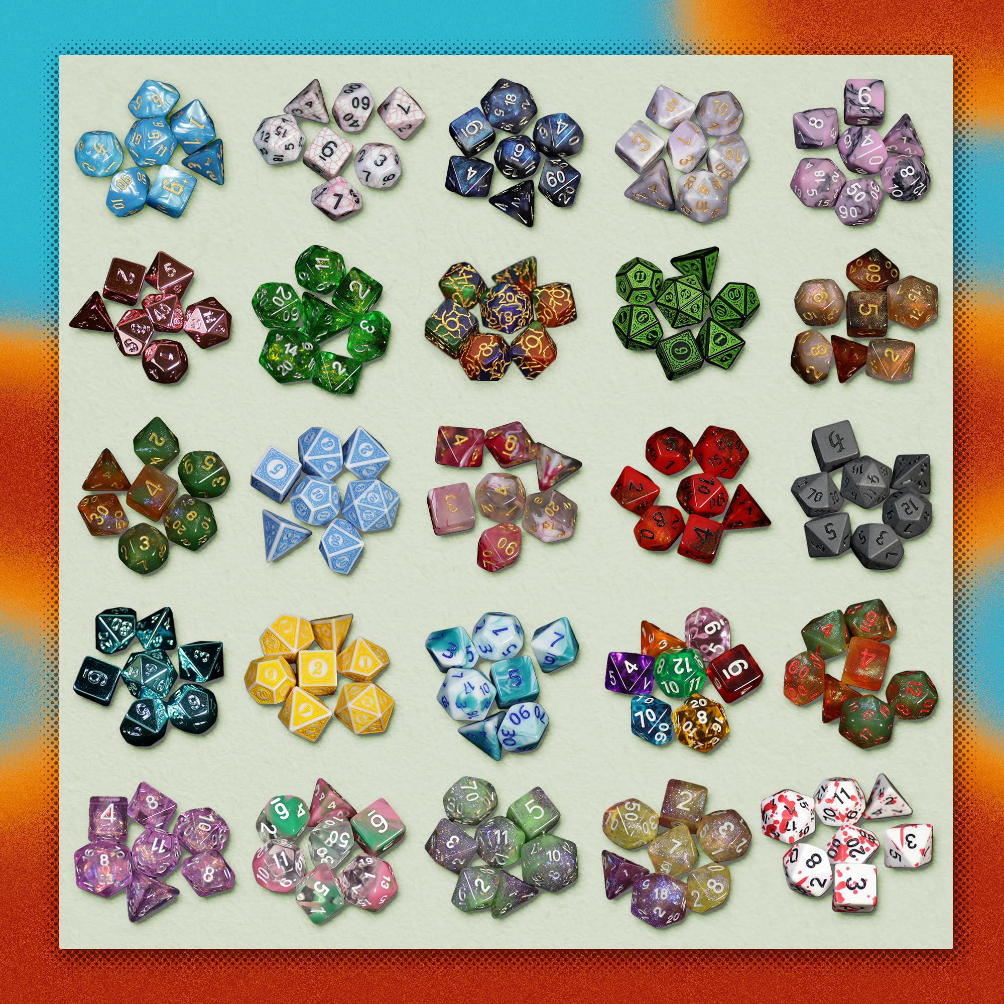 1985 Games Mystery Dice Set - 7 Polyhedral Dice with Unique Patterns for RPG, D&D, Tabletop & Board Games - Perfect for Dungeons & Dragons, Magic: The Gathering & Game Nights (Mystery Pack of 1)