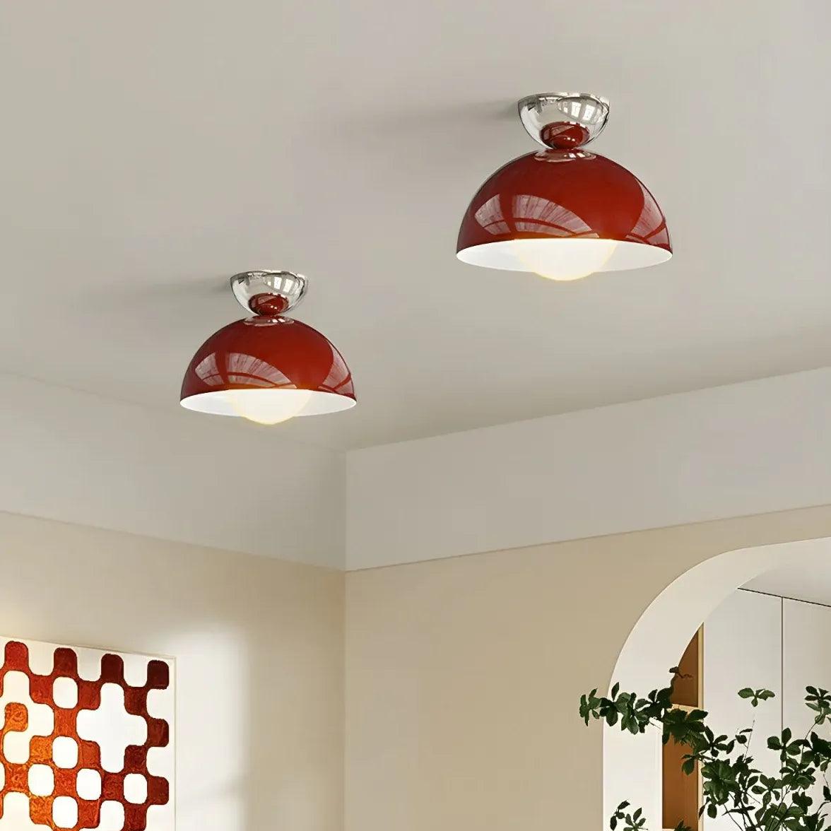 Red Semispherical LED Recessed Ceiling Light - Modern Hallway Lighting Fixture for Home & Office Decor