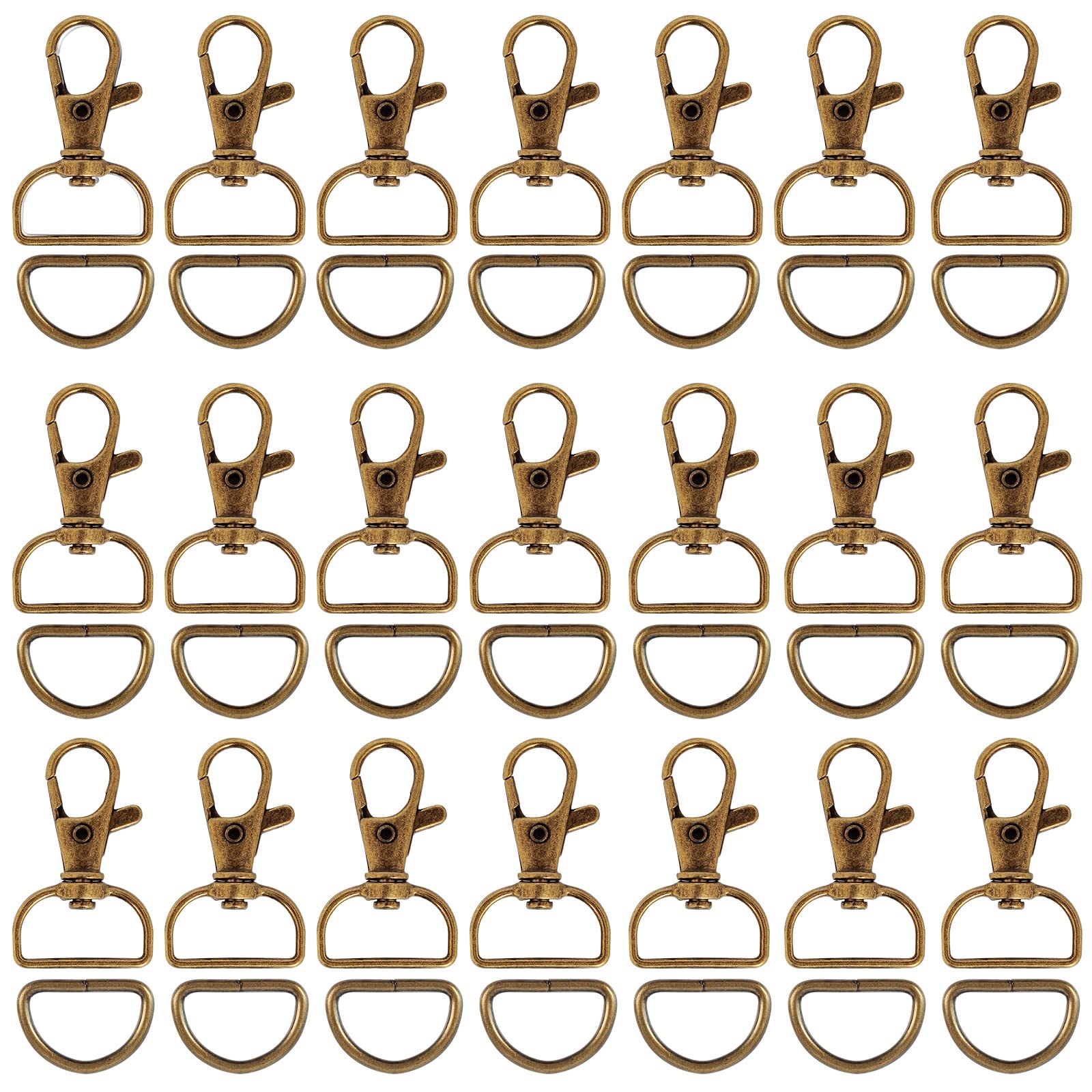 100PCS Premium Swivel Snap Hooks & D Rings - 3/4