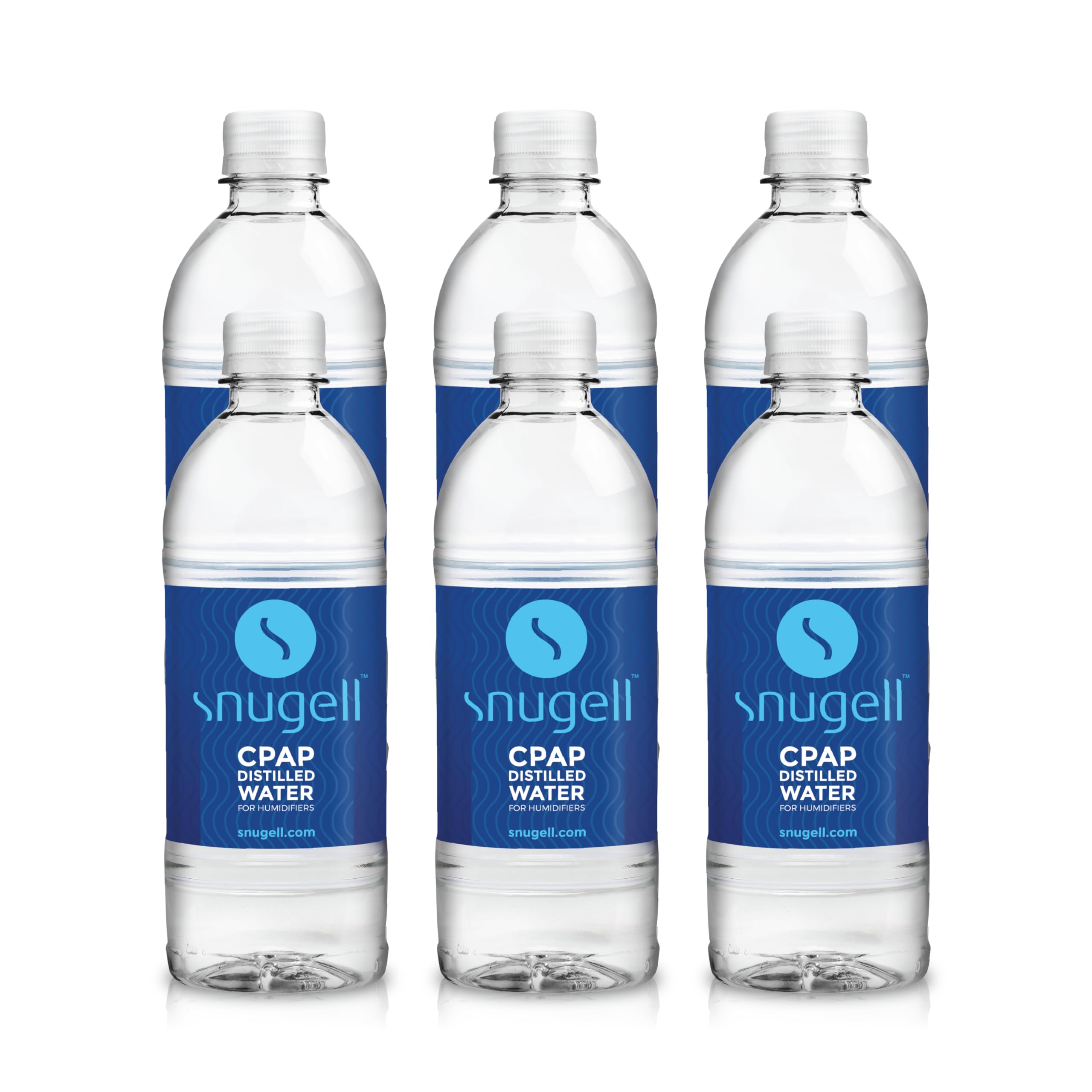 Snugell Distilled Water for CPAP Machines - 6-Pack of 16.9 oz Travel Size Bottles (15 Days Supply) - Clean, Multi-Use, BPA-Free, Made in USA - Perfect for CPAP Therapy, Humidifiers, Travel & Home Use