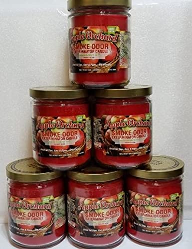 Apple Orchard Scented Candle Set of 6 - 13oz Smoke Odor Eliminator Jar Candles for Home, Office & Relaxation