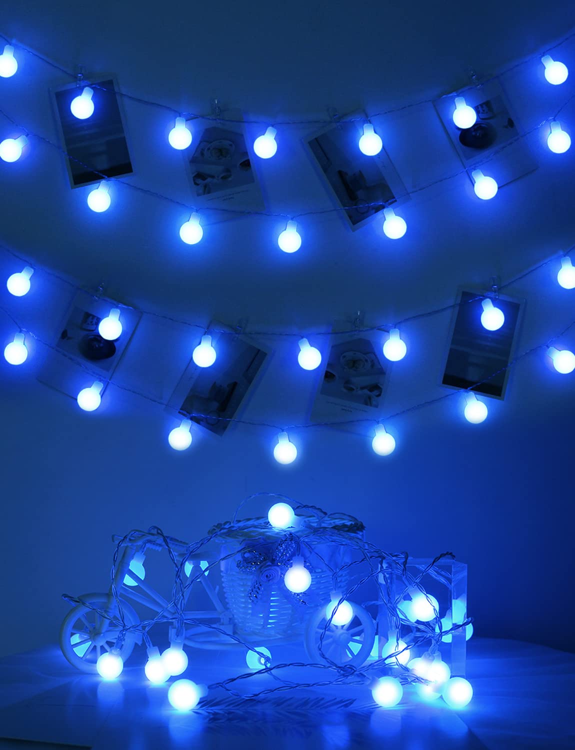 52FT 2 Pack 120 LED Battery Operated String Lights - Waterproof Fairy Lights with Remote & Timer, 8 Lighting Modes for Bedroom, Wedding, Party & Christmas Decorations (Blue) | Indoor & Outdoor Decorative Lighting for Garden, Patio, and Holiday Events
