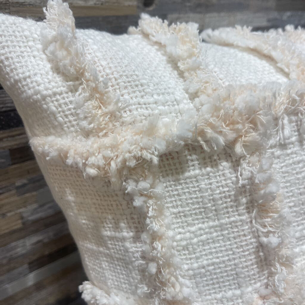 Peach Fuzzy Lattice Accent Pillow - Soft Decorative Throw Cushion 16 Inch - Perfect for Sofa, Bed & Home Decor Accessories