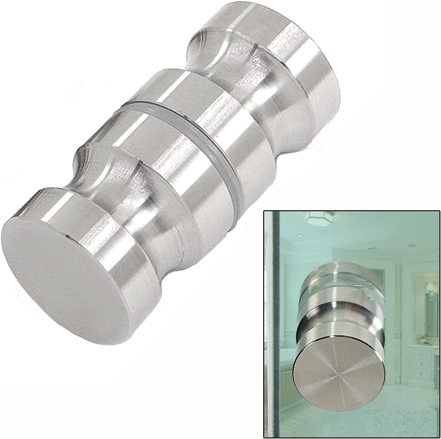 Stainless Steel Shower Door Handle - Polished Finish Single Hole Knob Set for Sliding & Push Pull Doors | Durable Bathroom & Shower Screen Hardware for Modern Homes