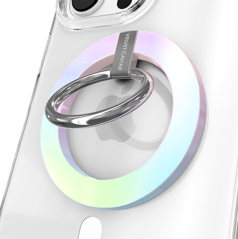 White Opal MagSafe Grip Ring - Secure Magnetic Phone Holder for iPhone 14/13/12 - Perfect for Driving, Workouts & Everyday Use