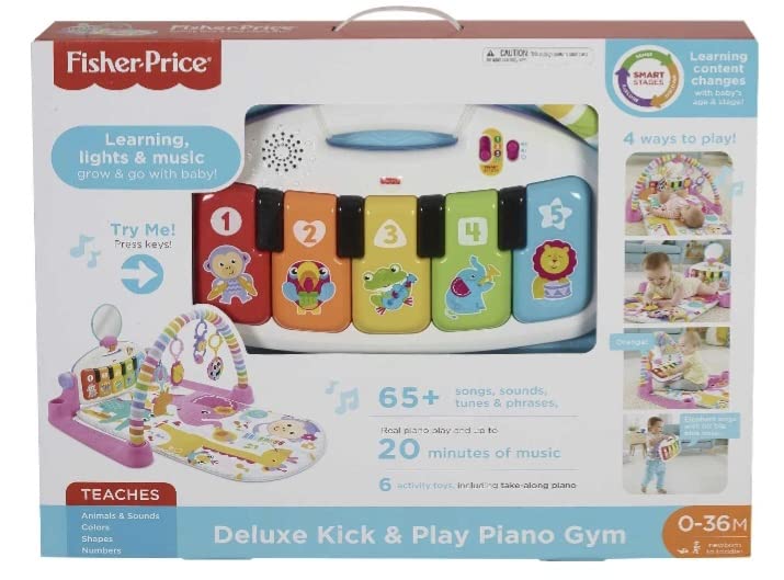 Fisher-Price Deluxe Kick & Play Removable Piano Gym for Babies - Pink Musical Activity Mat with Lights & Sounds - Perfect for Tummy Time & Early Development Play