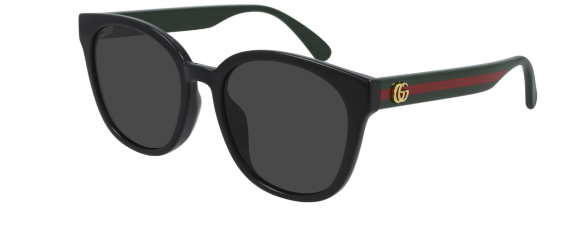 Gucci GG 0855SK 001 Black Green/Gray Cat Eye Sunglasses for Women - Stylish UV Protection Shades for Driving, Beach & Outdoor Fashion