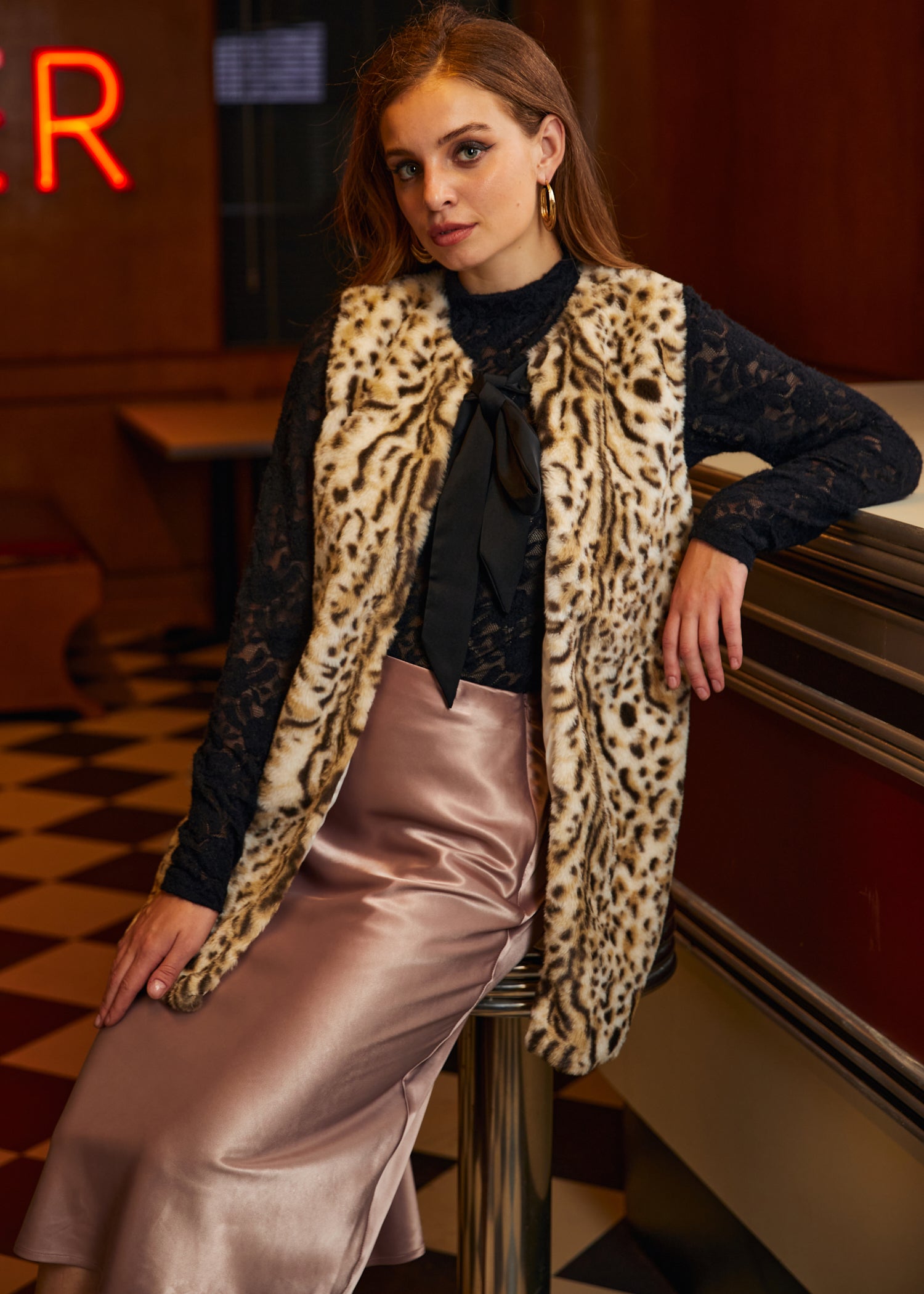 Best of Both Worlds Bow Front Fur Vest - Women's Fashion Winter Coat for Outdoor & Indoor Wear - Perfect for Parties, Dates, and Casual Outings