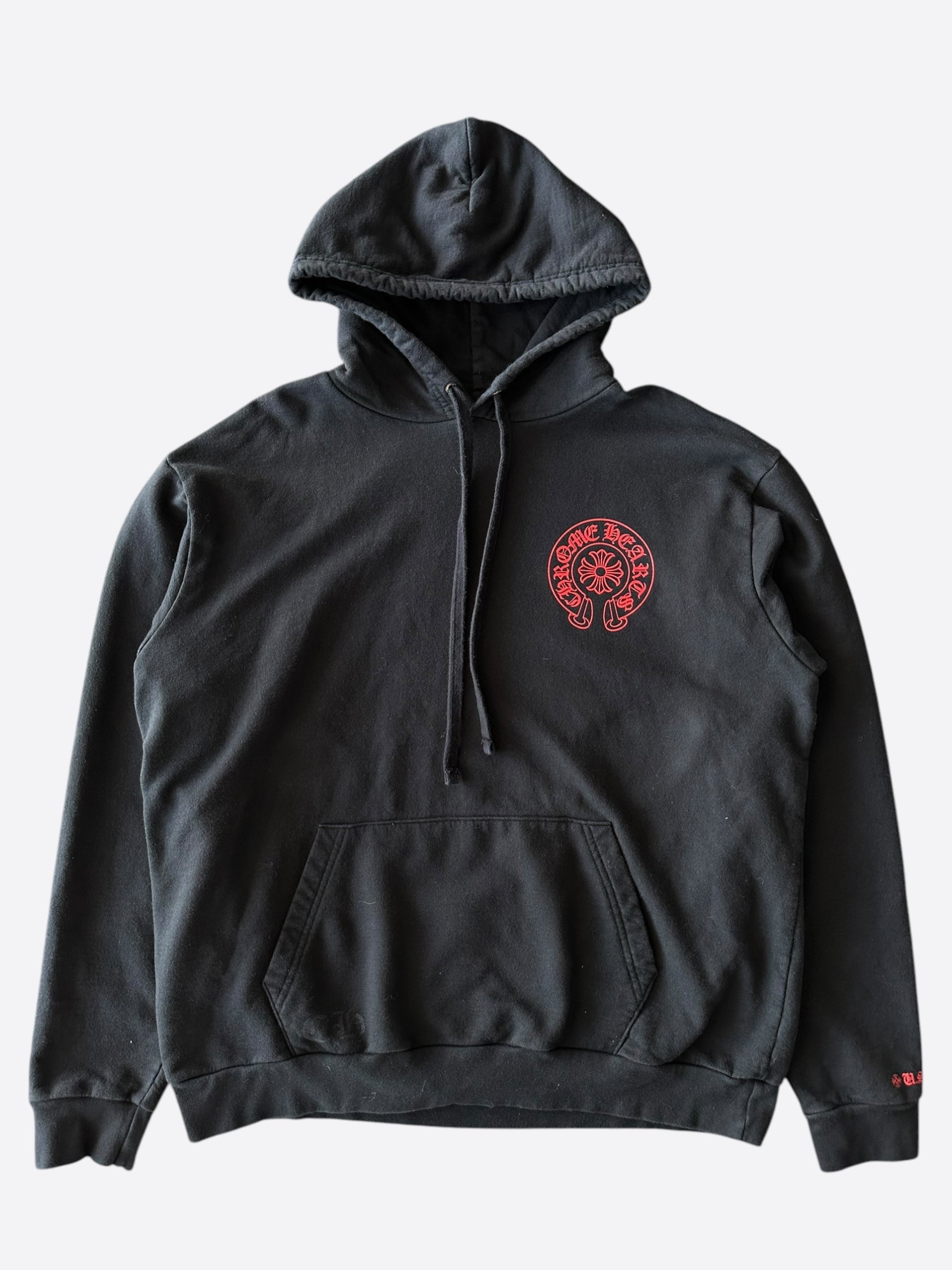 Chrome Hearts Black & Red Horseshoe Logo Hoodie - Online Exclusive | Stylish Streetwear for Men & Women | Perfect for Casual Outfits & Urban Fashion