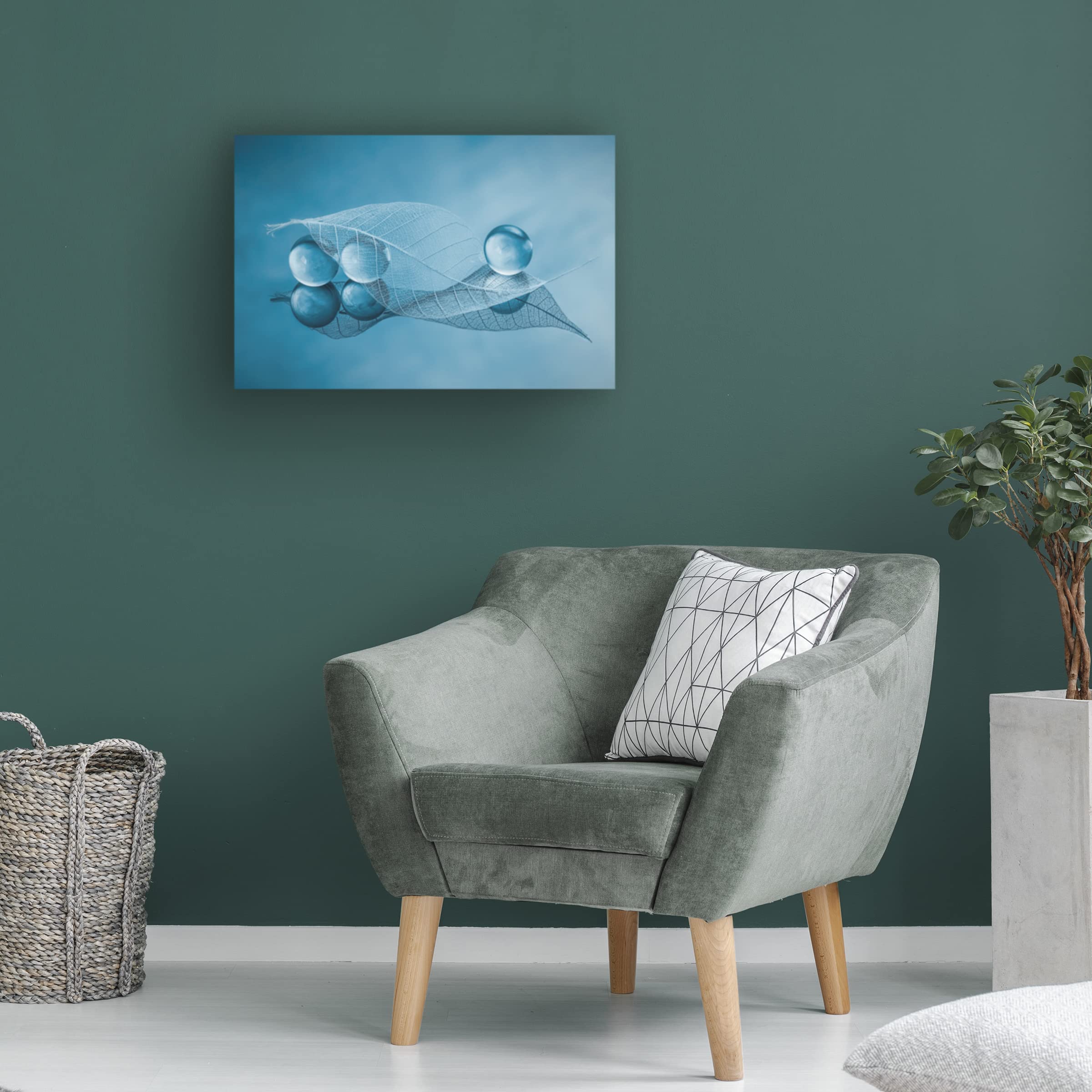 Lydia Jacobs 'Dry Leaf And Bubbles' Canvas Wall Art Print - Modern Botanical Home Decor for Living Room, Bedroom & Office