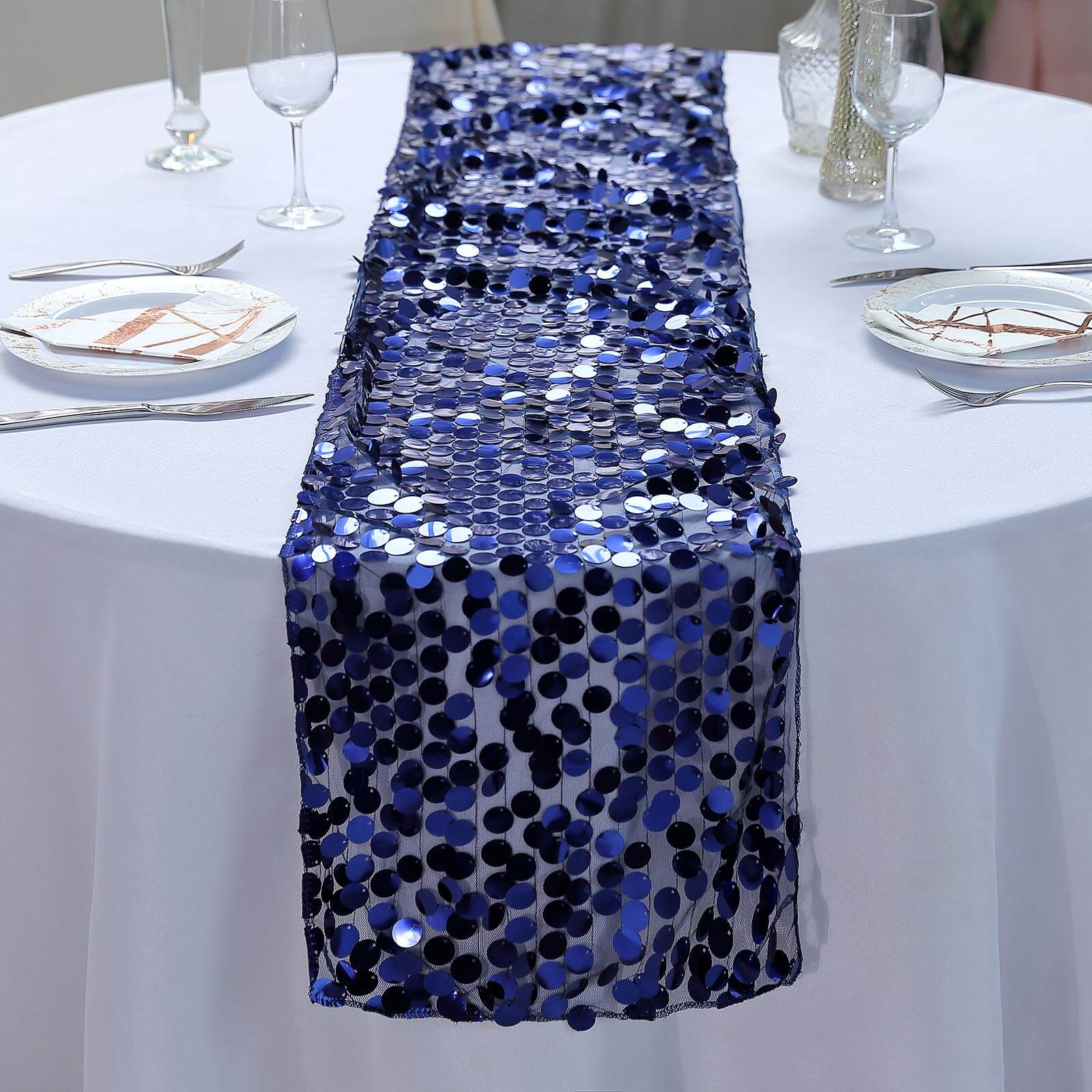 Large Payette Sequin Table Runner - Elegant Glittering Dining Table Decor for Weddings, Parties & Holiday Celebrations