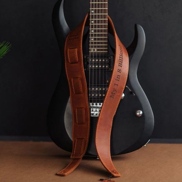Custom Engraved Leather Guitar Strap - Personalized Name & Design 2.3