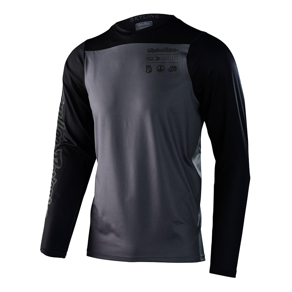 Skyline LS Chill Jersey Mono Charcoal - Men's Lightweight Long Sleeve Performance Shirt for Running, Cycling & Outdoor Activities