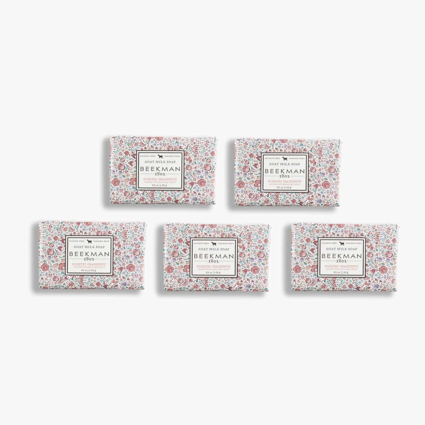 Goat Milk Soap Bar Set of 5 - Honey Grapefruit Scented, Palm-Sized, Natural & Moisturizing for Dry Skin | Perfect for Shower, Bath & Gift Giving