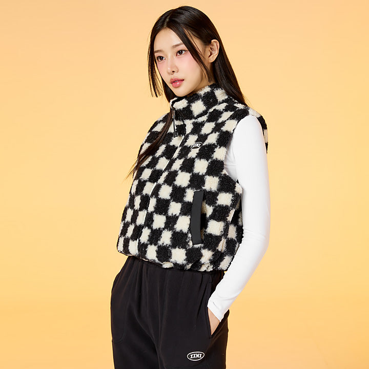 Checker Board Fleece Reversible Vest for Men & Women - Warm Winter Layering Piece for Outdoor Activities, Hiking and Casual Wear