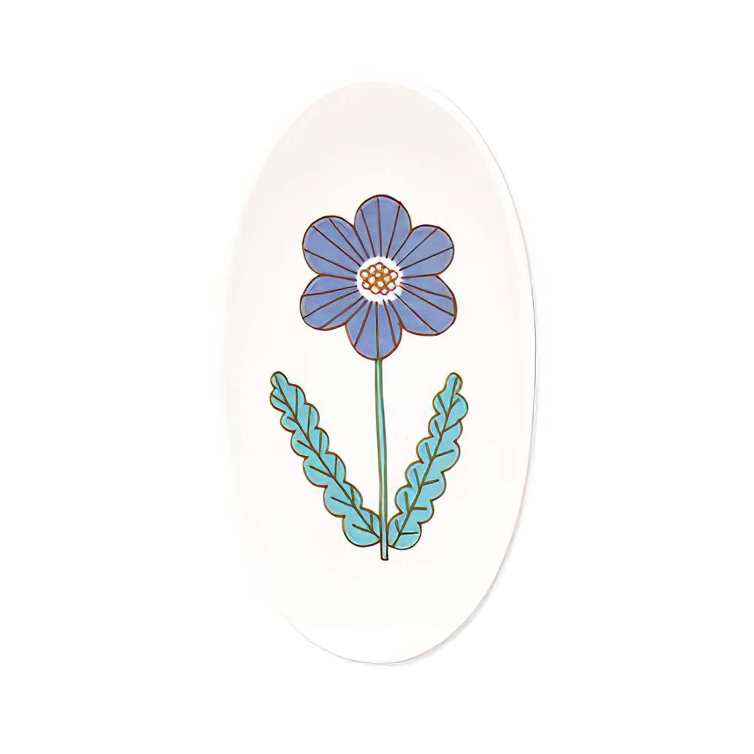 Harekutani Porcelain Small Oval Plate for Single Flower Display - Elegant Japanese Dish for Desserts, Appetizers & Home Decor