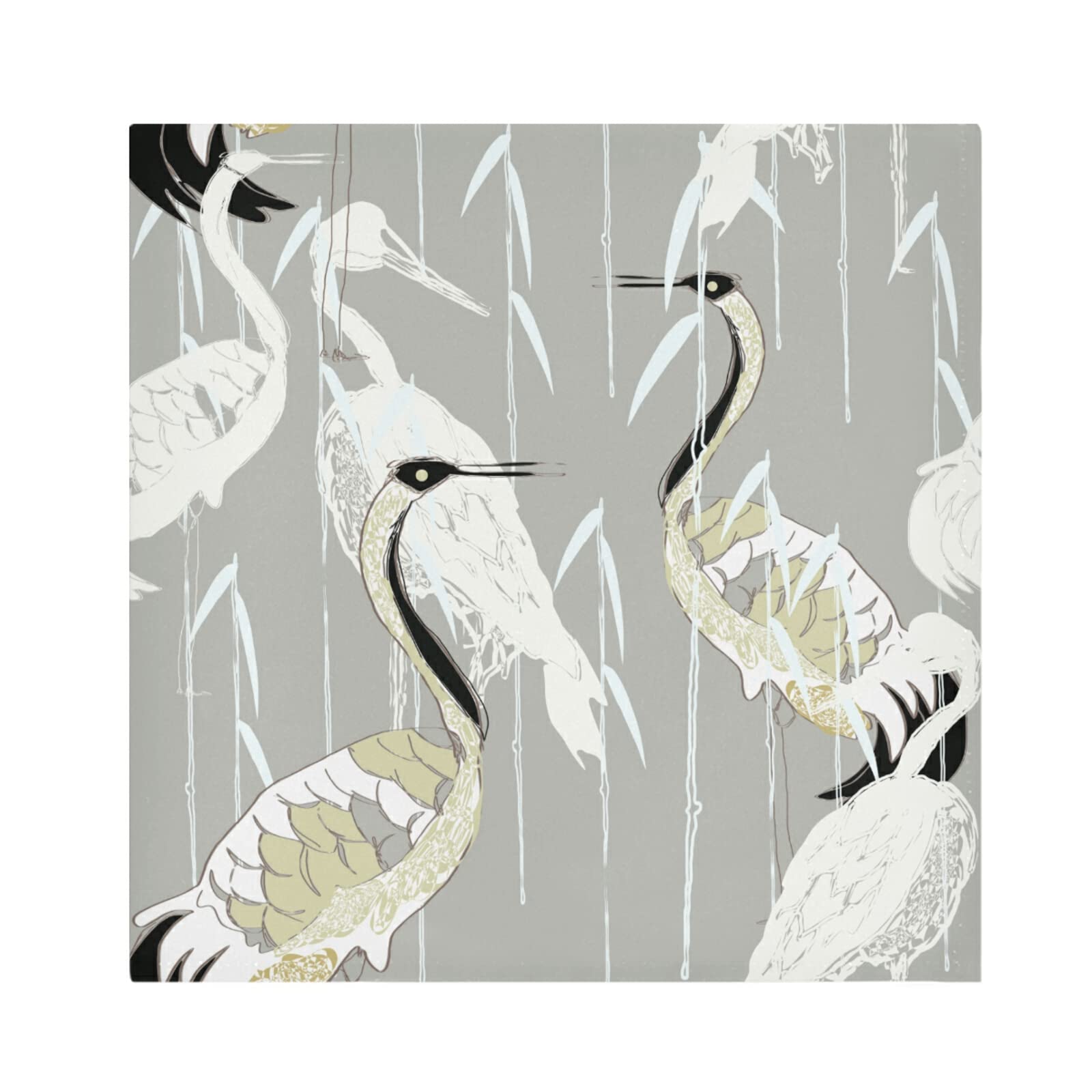 Susiyo Beige & White Heron Print Cloth Napkins - Set of 6 Reusable 20x20 Inch Dinner Napkins for Family Dinners, Weddings, Restaurants | Eco-Friendly Table Linens for Formal Dining & Special Occasions