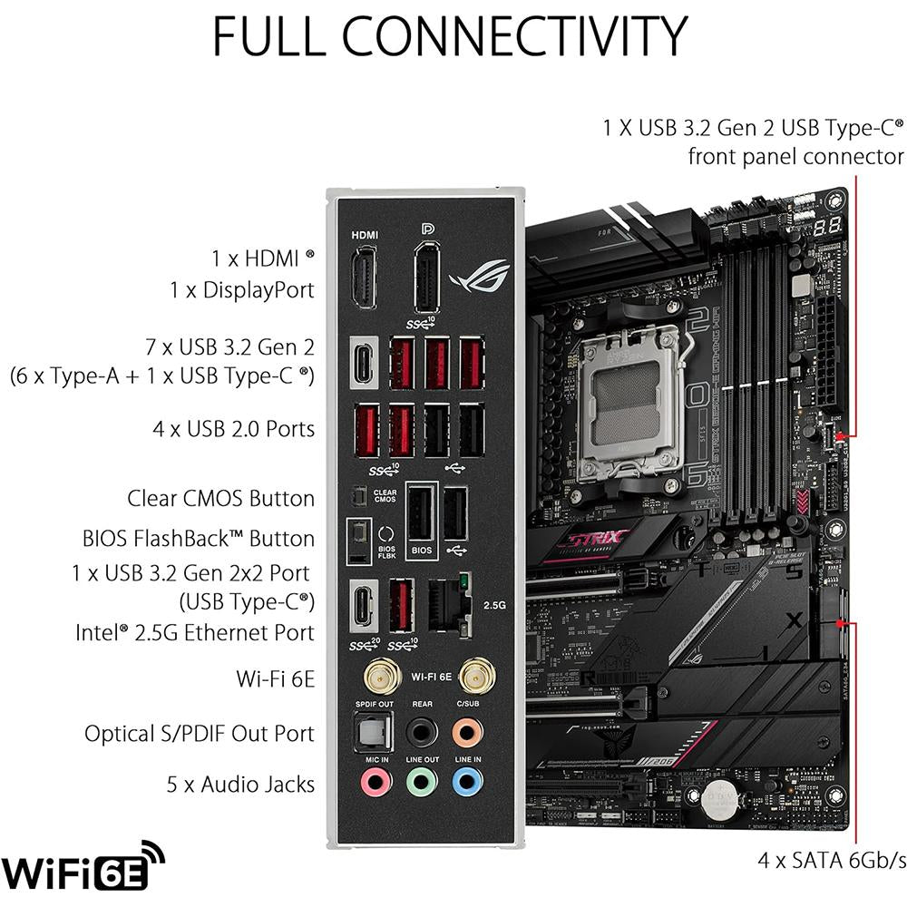 ASUS ROG STRIX B650E-E Gaming WiFi 6 Motherboard - AMD AM5 Socket, DDR5, PCIe 5.0, 2.5G LAN - Perfect for High-Performance Gaming PCs and Streaming Setups