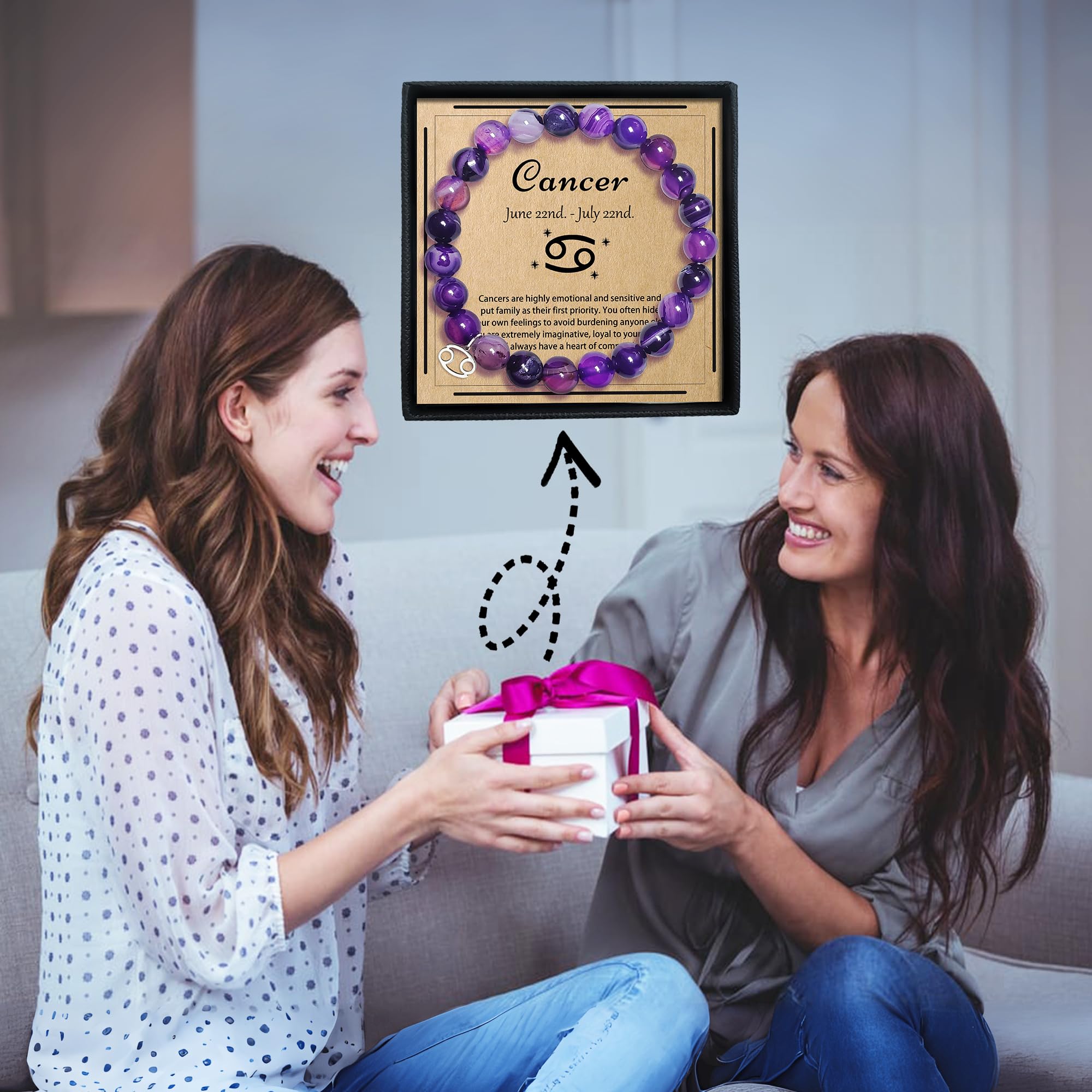 Cancer Zodiac Bracelet for Women - Purple Crystal Horoscope Constellation Jewelry with Wish Card | Birthday Gift for Sister, Mom, Friend | Perfect for Daily Wear, Special Occasions & Spiritual Healing