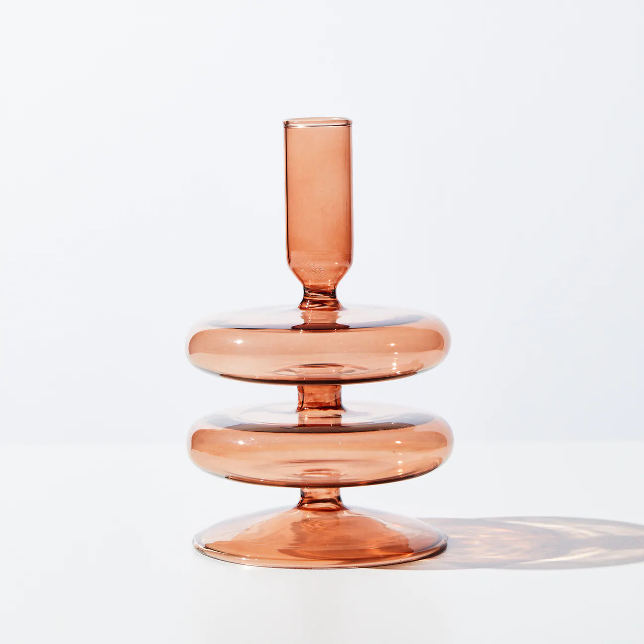 Double Bubble Candle Holder - Chocolate Brown Glass Votive for Home Decor, Wedding Centerpieces & Romantic Dinner Ambiance