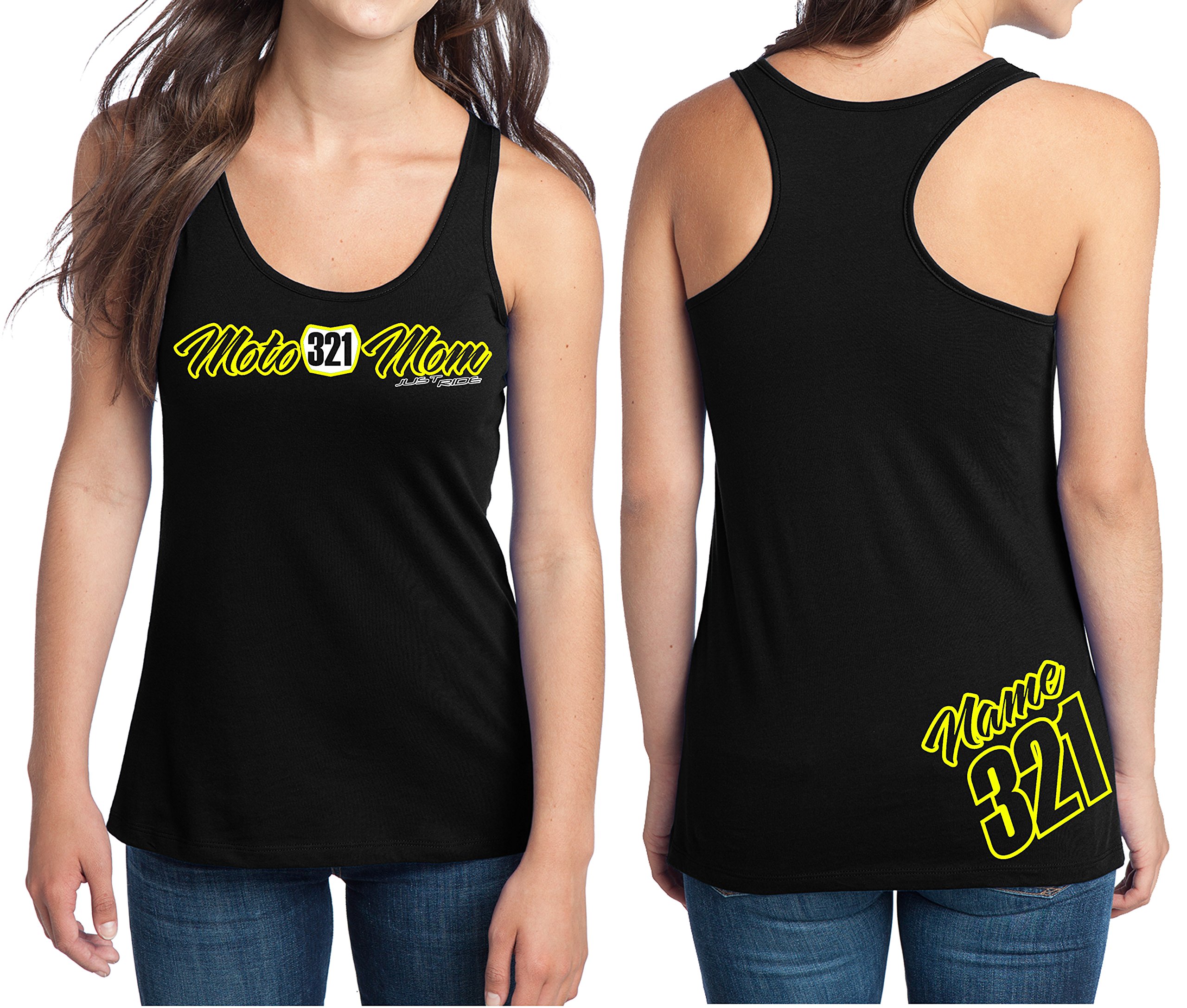 Custom Personalized Moto Mom Motocross Racerback Tank Top - Breathable & Comfortable Women's Sports Shirt for Racing, Gym Workouts & Outdoor Activities