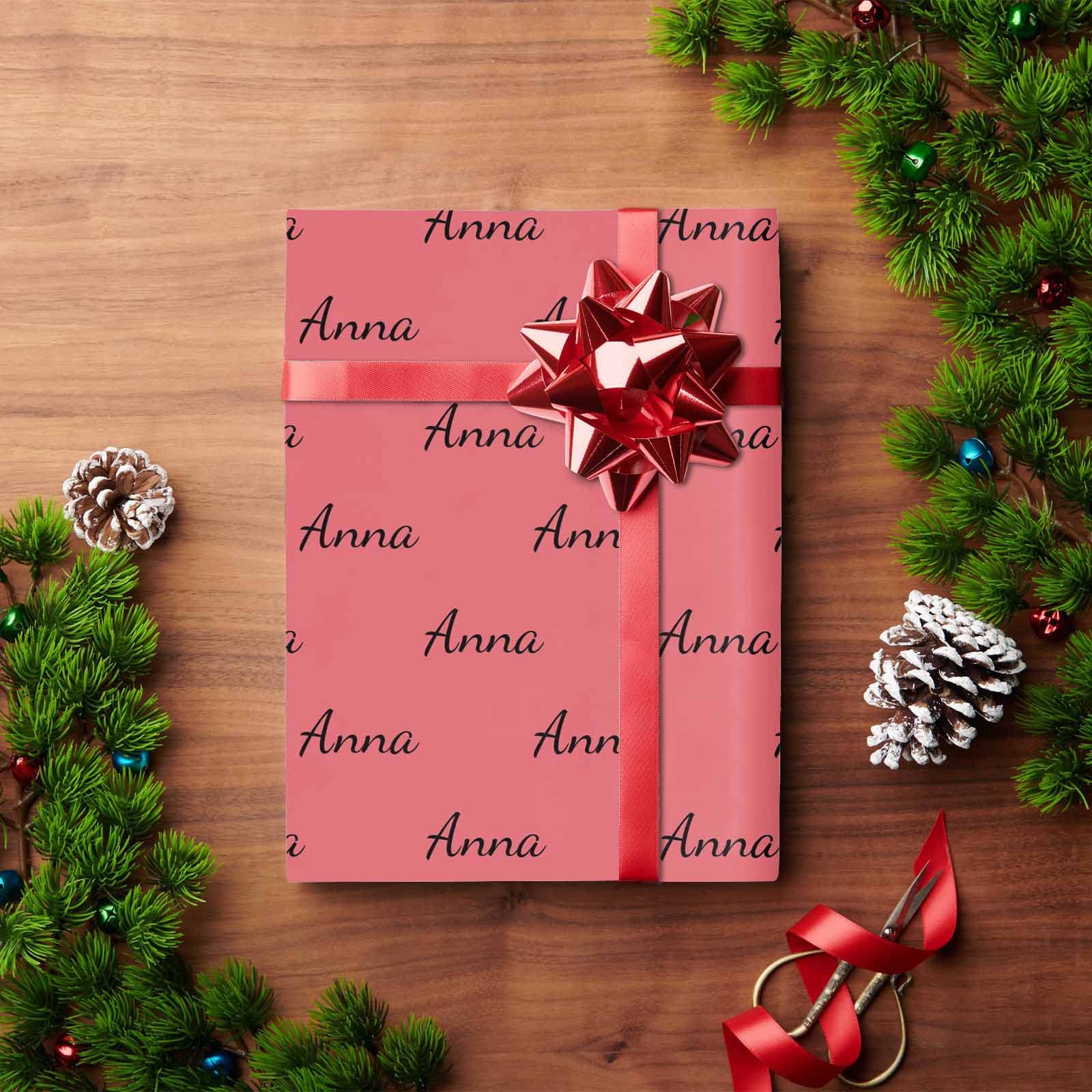 MyPupSocks Personalized Name Gift Wrapping Paper - Custom Dark Pink Logo Wrapping Paper Roll (58x23 inches) for Birthdays, Christmas, Anniversaries | Fun Present Wrap for Kids, Boys & Girls | Perfect for Party Favors, Holiday Gifts & Special Occasions