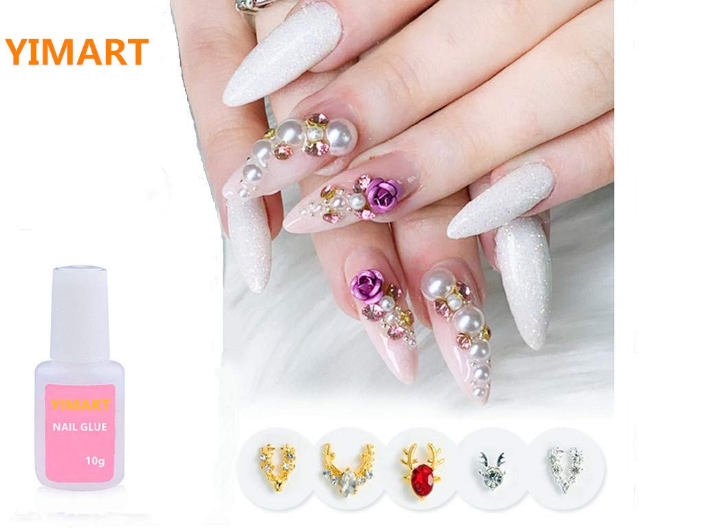 YIMART 10g Fast Drying Nail Glue with Brush - Strong Adhesive for False Nails, Acrylic Nail Tips & Manicure Decorations (4 Pack) - Perfect for Home Salon, DIY Nail Art & Professional Nail Extensions