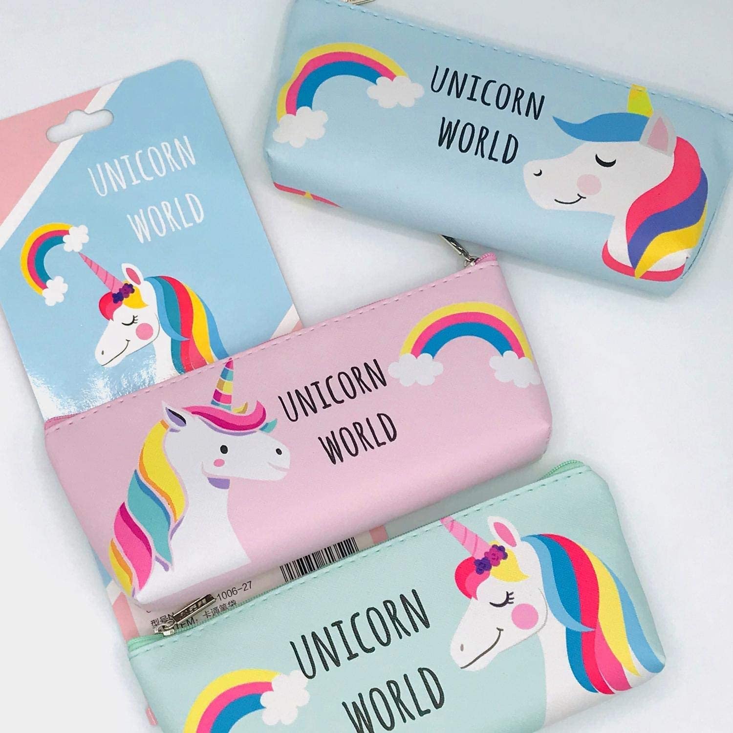 **Unicorn Pencil Case for Girls - Soft Cute Cotton Storage Pouch with Fur Trim, School Stationery Organizer for Students, Travel & Home Use (Pink)**