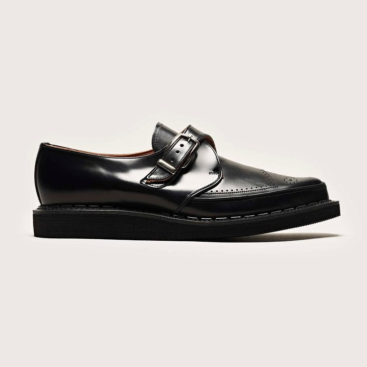 George Cox 13536 M/G Monk (Strummer) Black Leather Shoes for Men - Classic British Punk Style for Casual Wear & Night Out