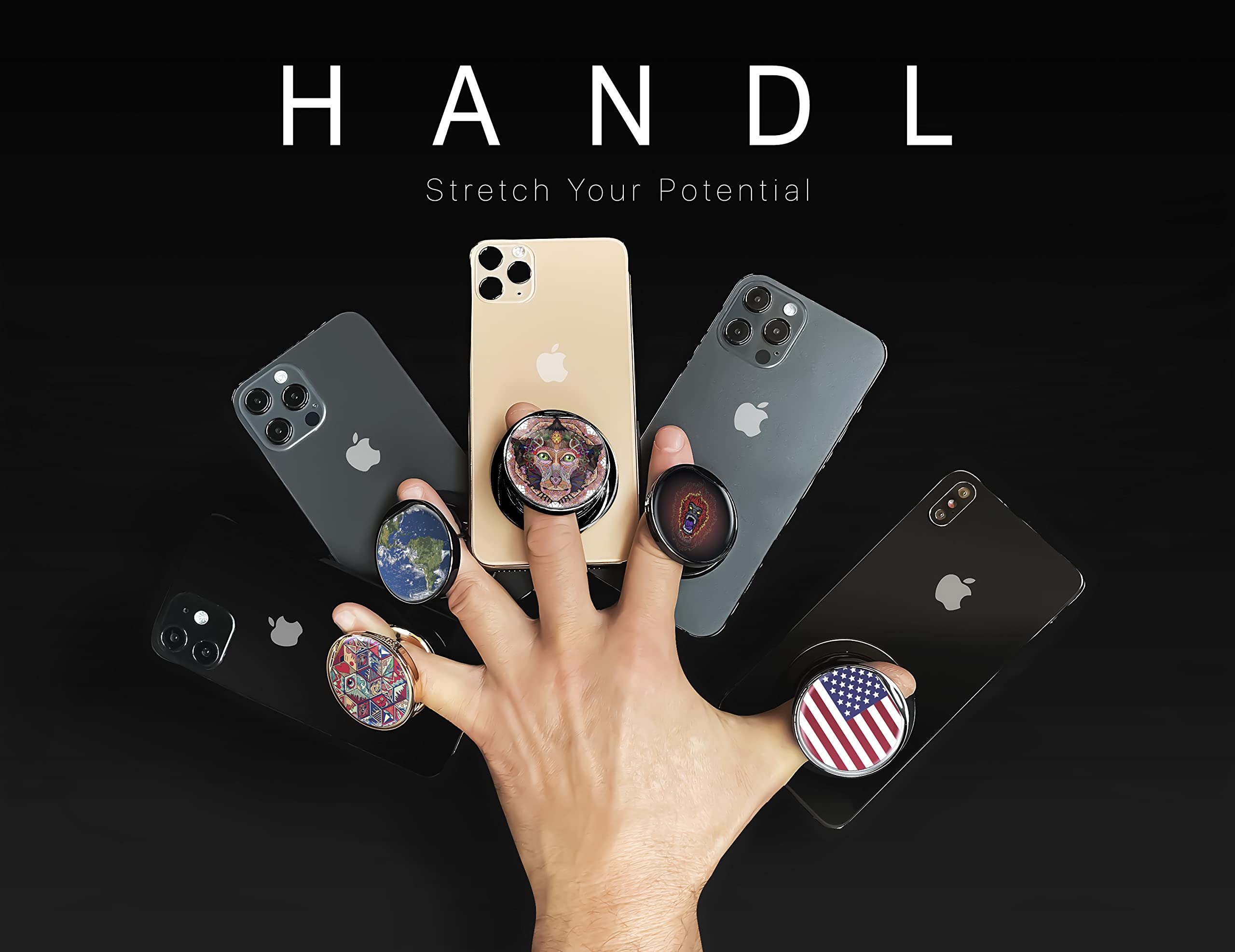 HANDL New York: White - Handl O Elements Collection - Phone Grip and Stand for Smartphone - Perfect for Home, Office, and Travel Use