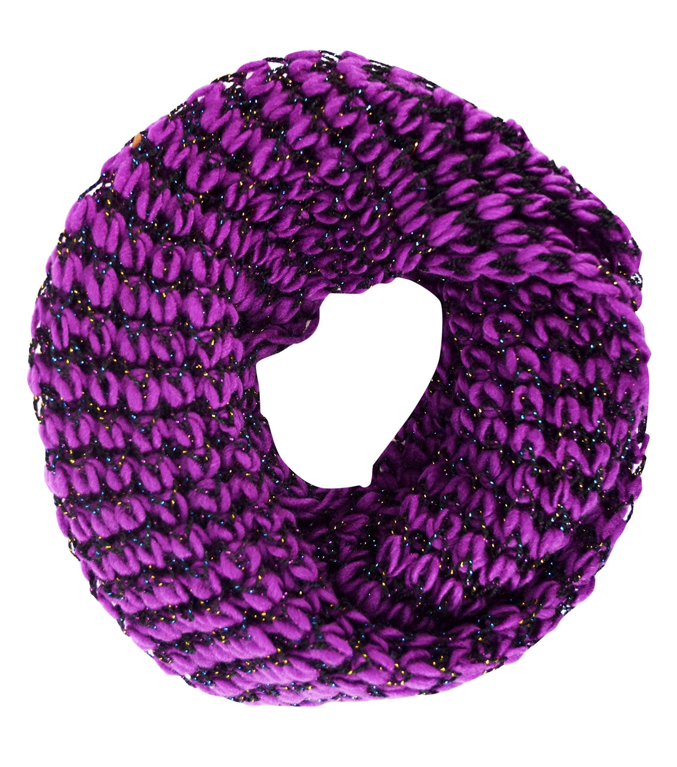 Winter Warm Sequin Multicolor Chunky Knit Infinity Scarf - Cozy Fashion Accessory for Women, Perfect for Cold Weather, Holiday Parties & Christmas Gifts