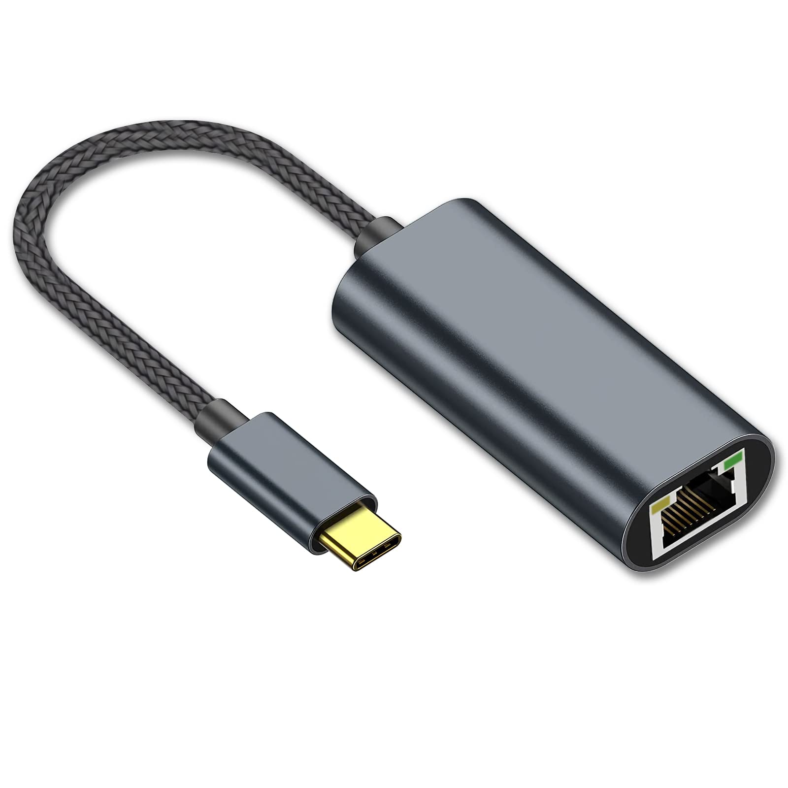USB C to Ethernet Adapter - Gigabit LAN Network Adapter for Laptop, PC, MacBook, Nintendo Switch - Compatible with Windows, macOS, Linux - Fast Wired Internet Connection for Gaming, Streaming & Remote Work (Grey Green)