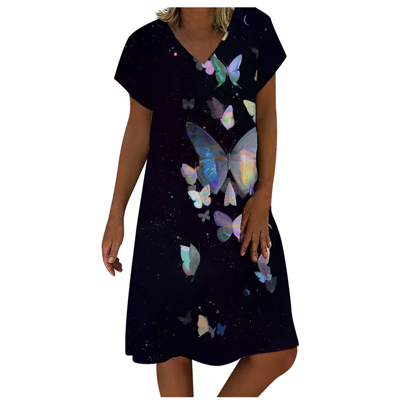 Plus Size Summer Dresses for Women - Loose Fit Short Sleeve Pullover Casual Dress | Perfect for Beach Vacation, Cocktail Party & Everyday Wear
