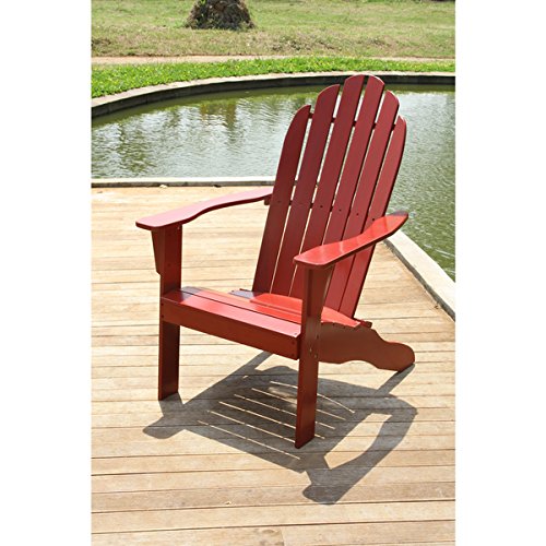 Premium Red Adirondack Mahogany Chair - Indoor & Outdoor Patio Furniture for Garden, Deck, Poolside & Porch Relaxation