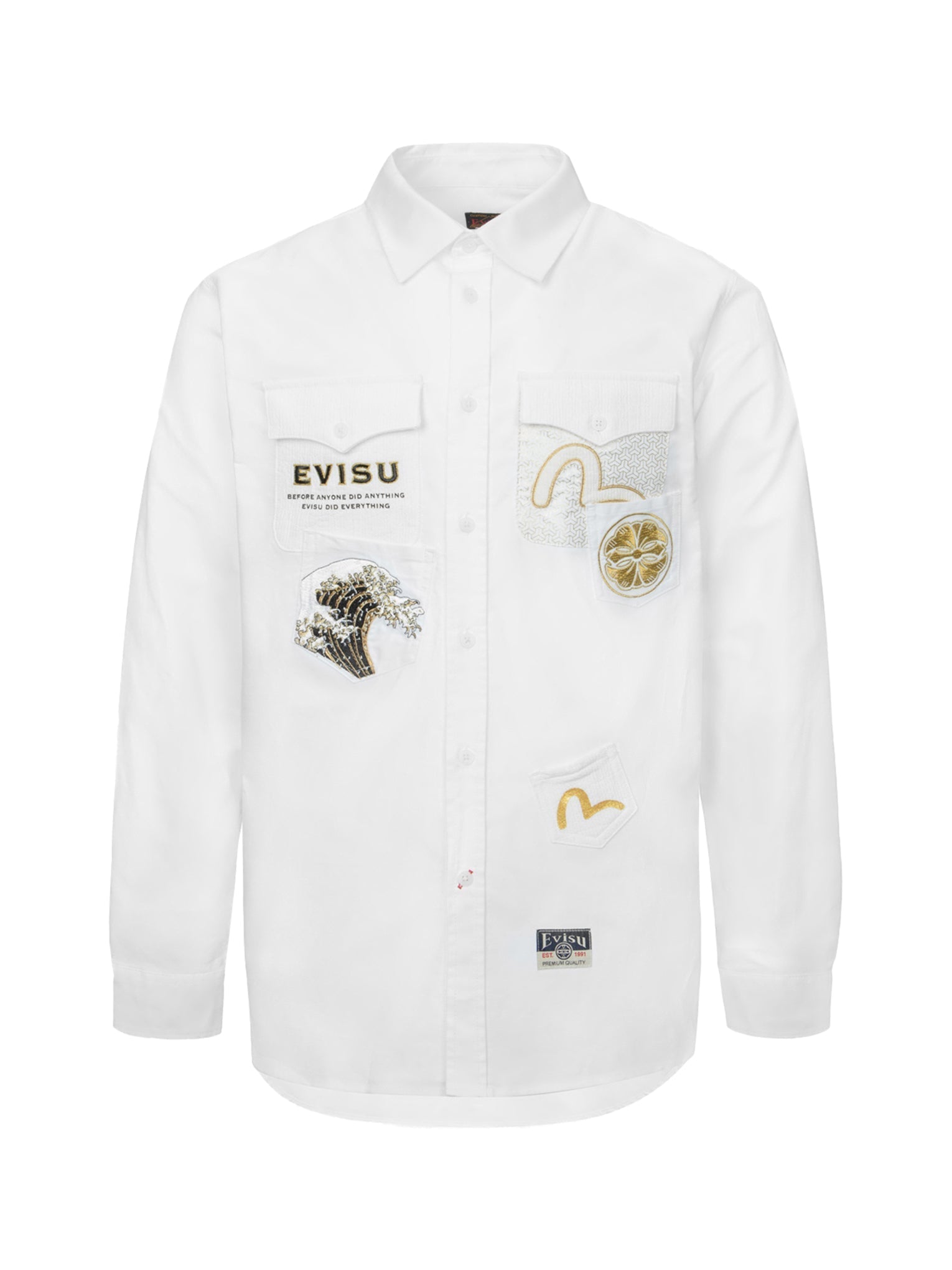 Multi-Pocket Embroidered Logo Patch Relaxed Fit Shirt for Men - Casual Comfort Wear for Outdoor, Work & Everyday Use